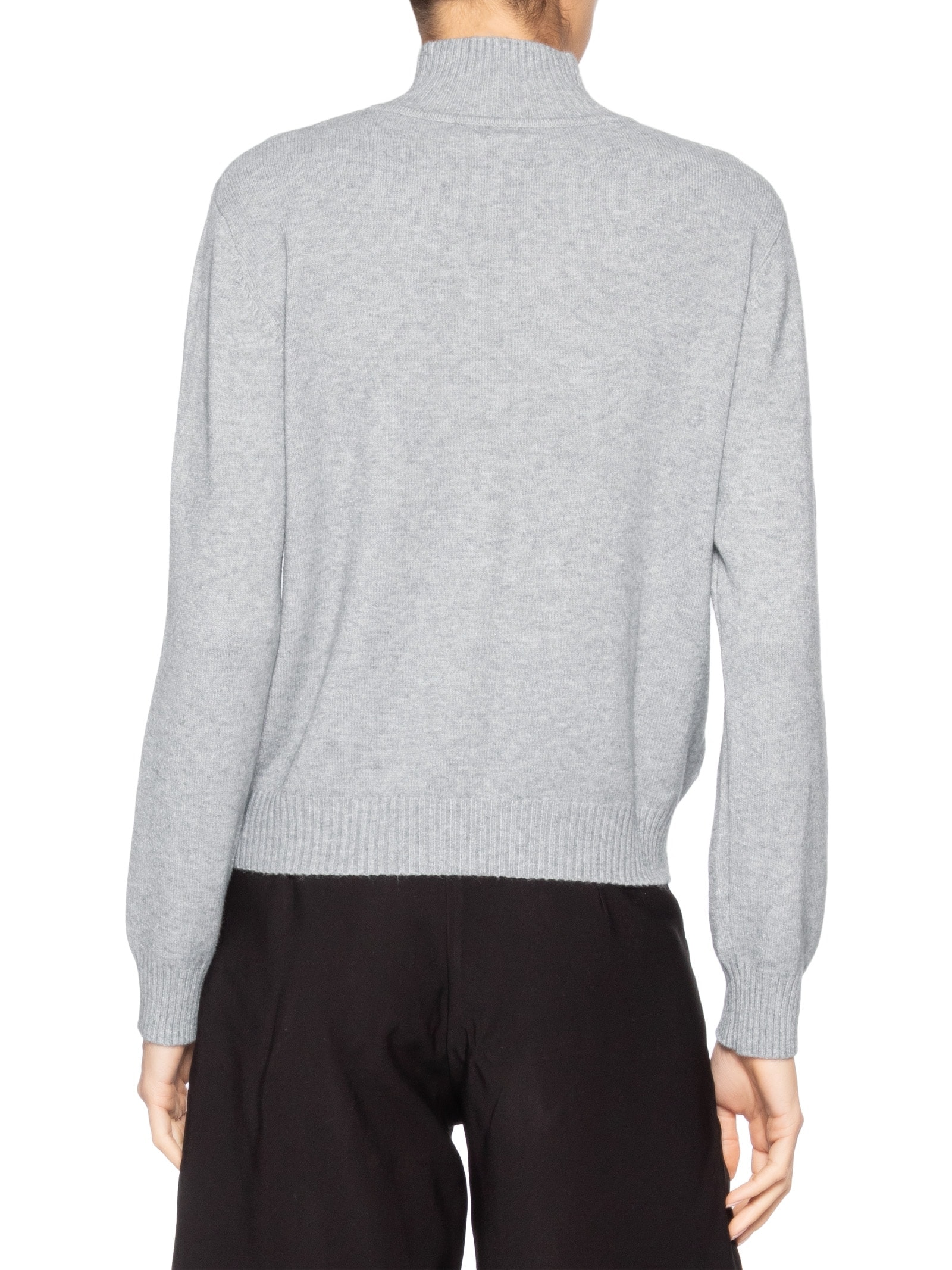 Suéter Feminino Tricot Oversized Gola Careca Cinza Basiq
