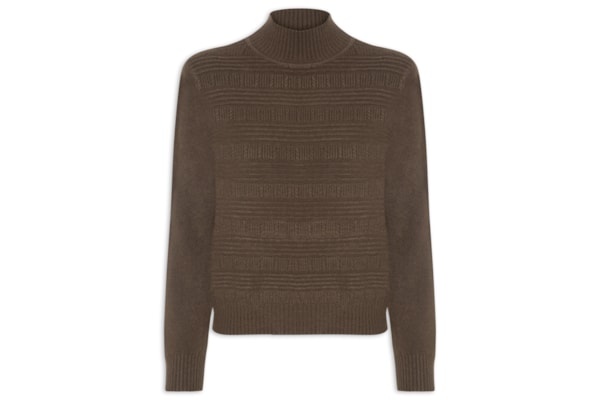 Suéter Feminino Tricot Oversized Gola Careca - Marrom