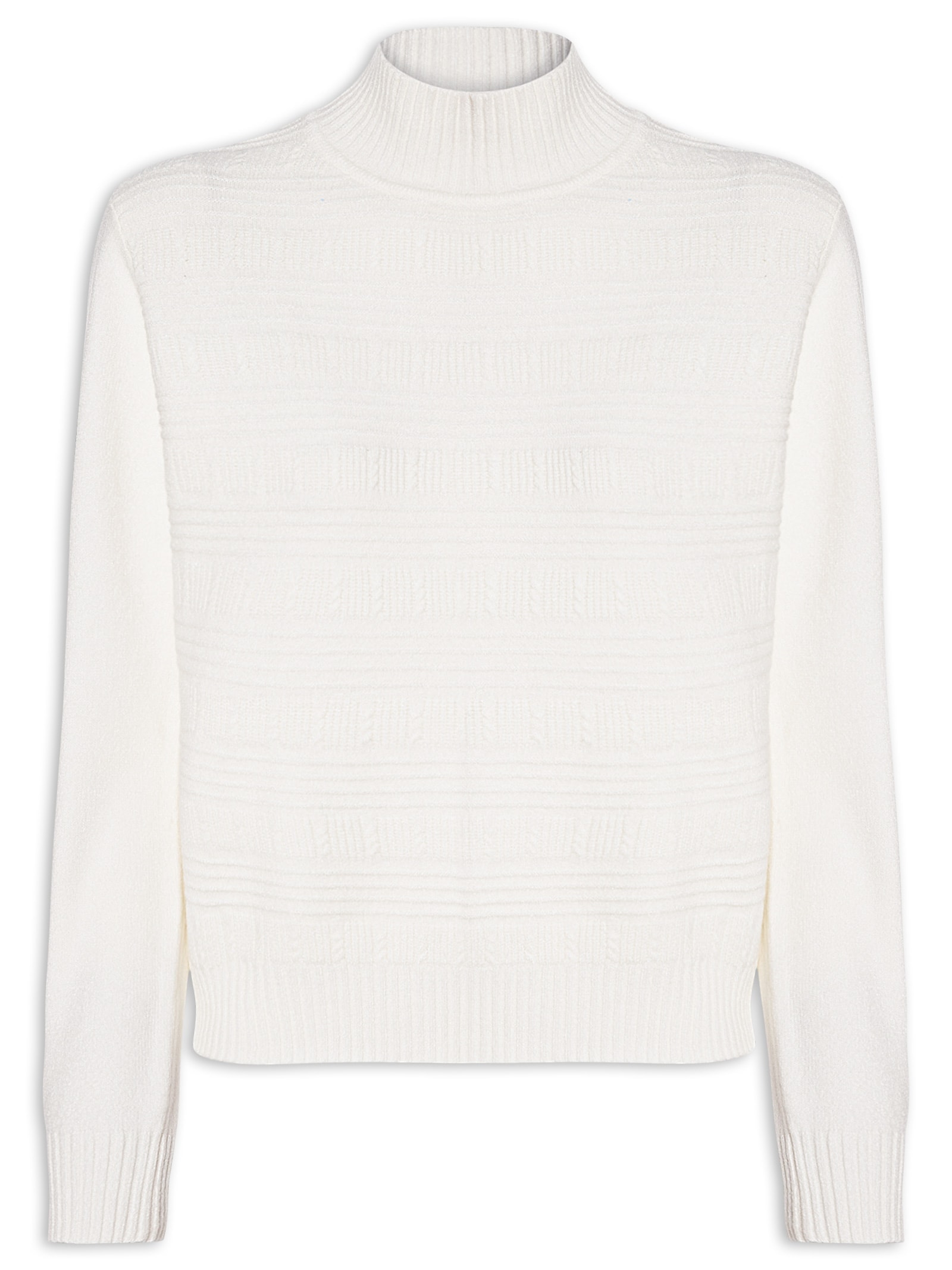 Suéter Feminino Tricot Oversized Gola Careca Off White Basiq