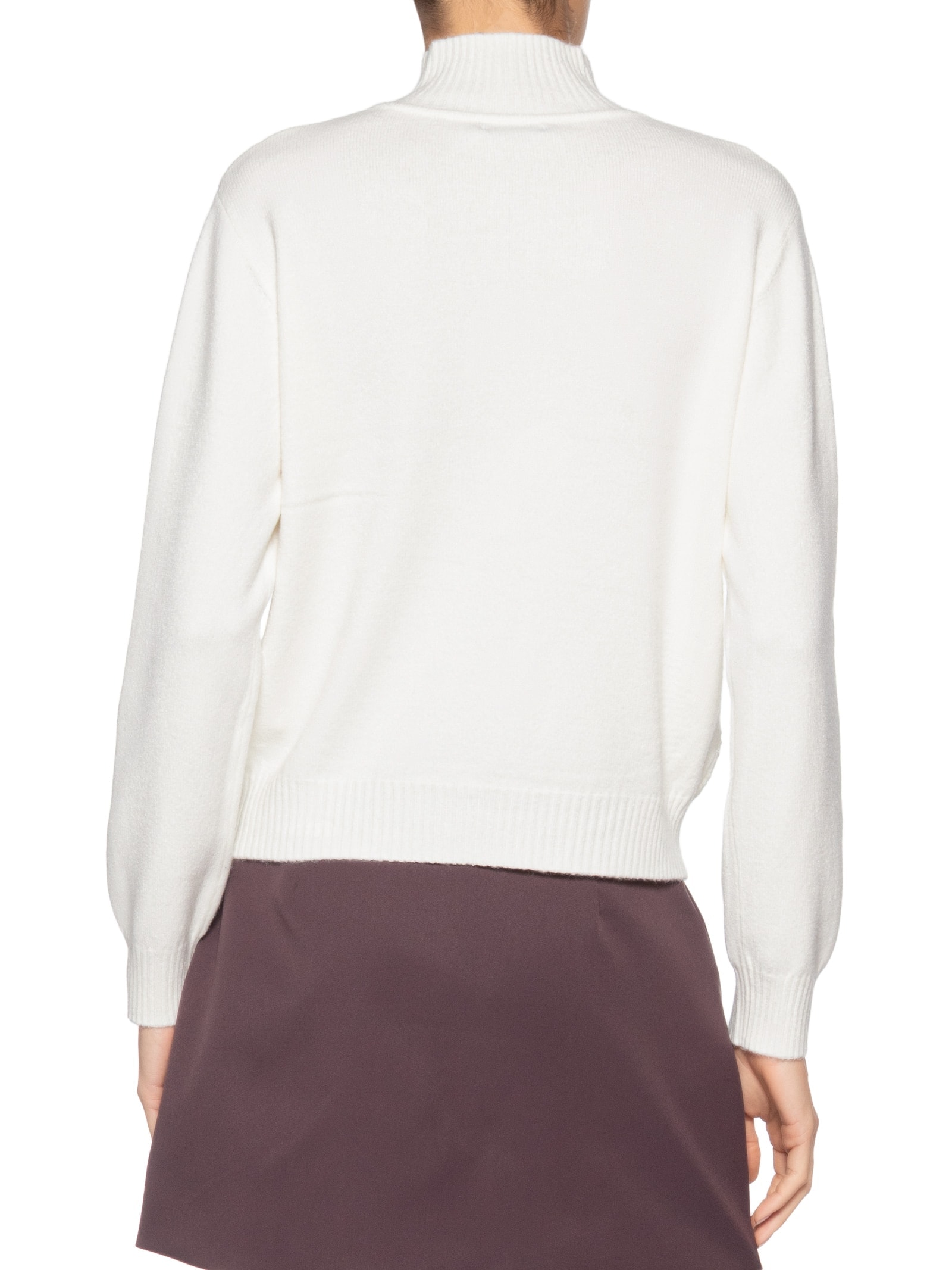 Suéter Feminino Tricot Oversized Gola Careca Off White Basiq