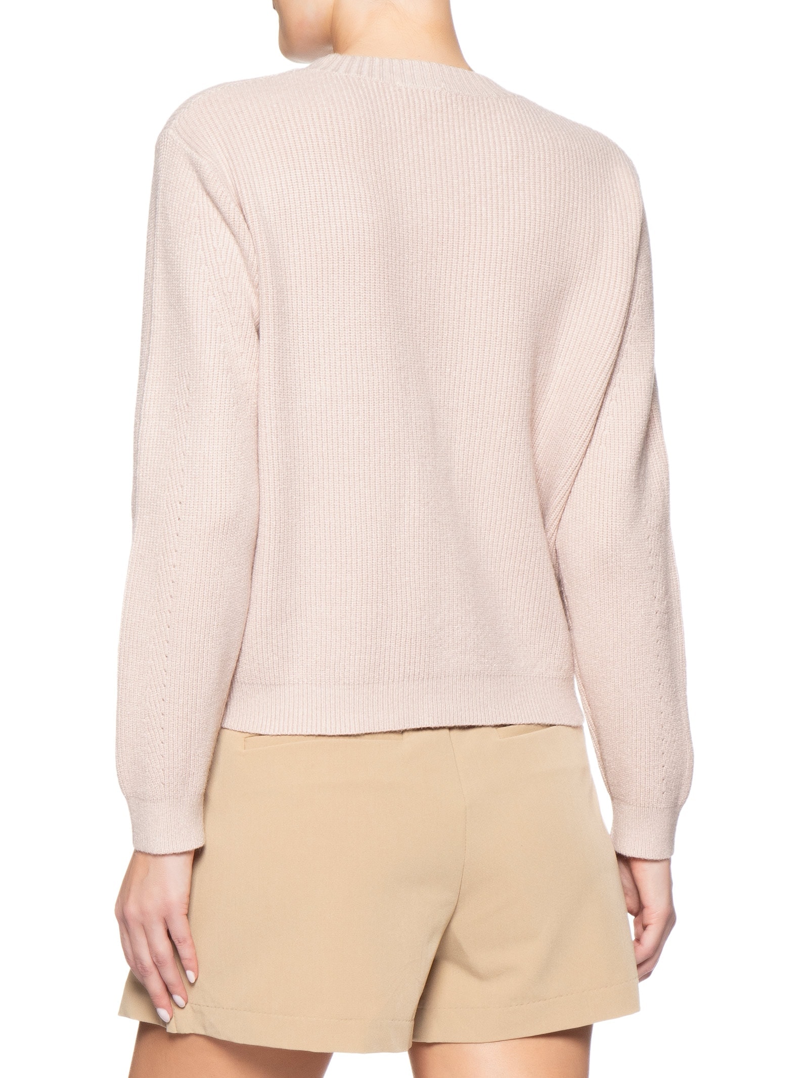 Suéter Feminino Tricot Oversized Gola Ribana- Bege Basiq