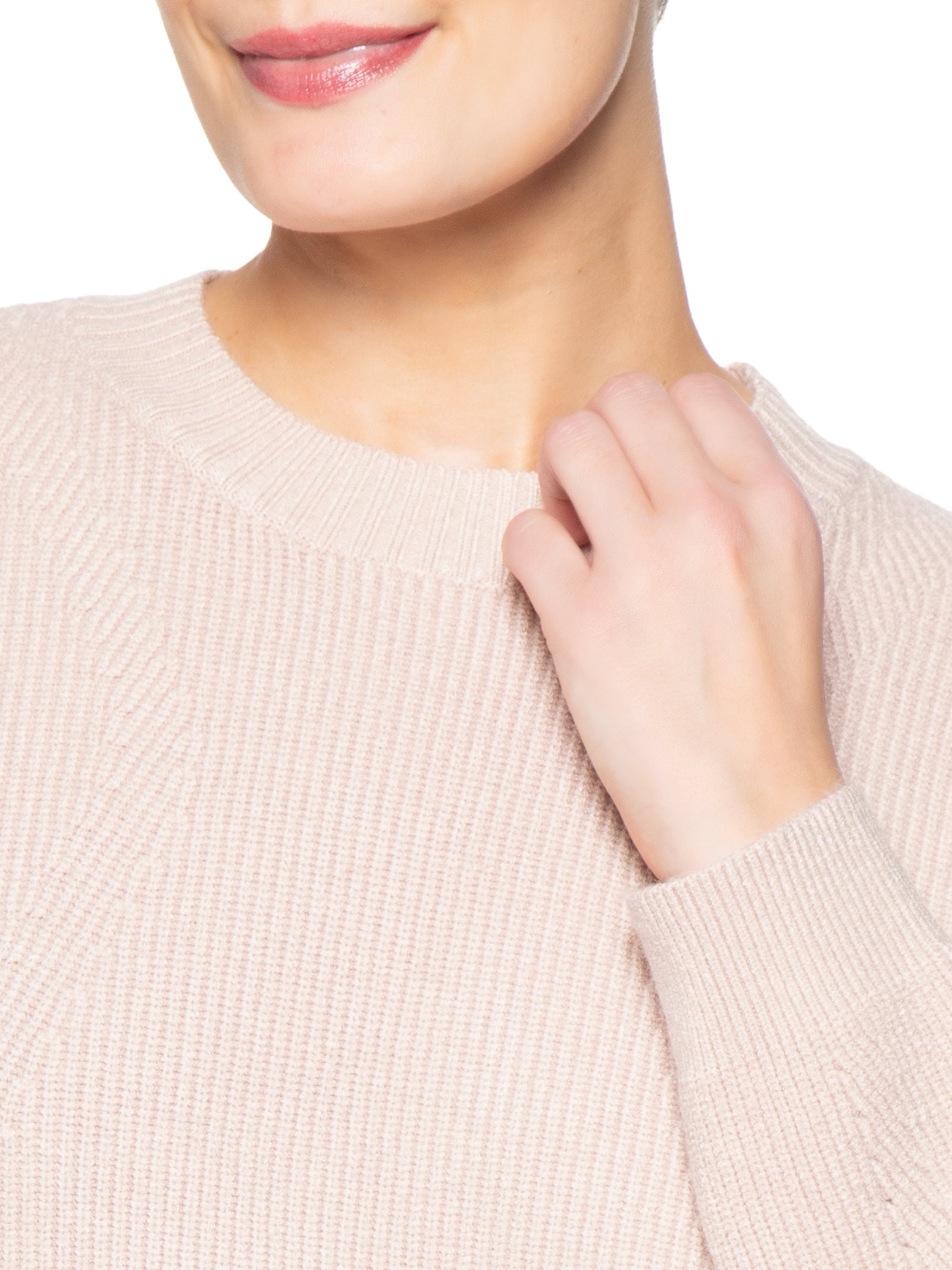 Suéter Feminino Tricot Oversized Gola Ribana- Bege Basiq