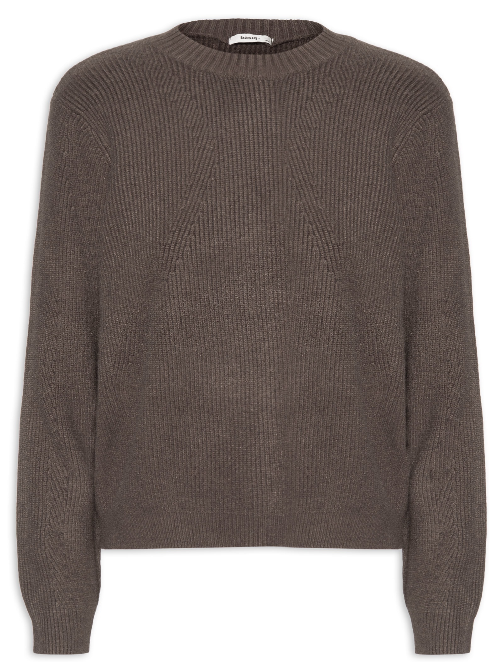Suéter Feminino Tricot Oversized Gola Ribana- Marrom Basiq