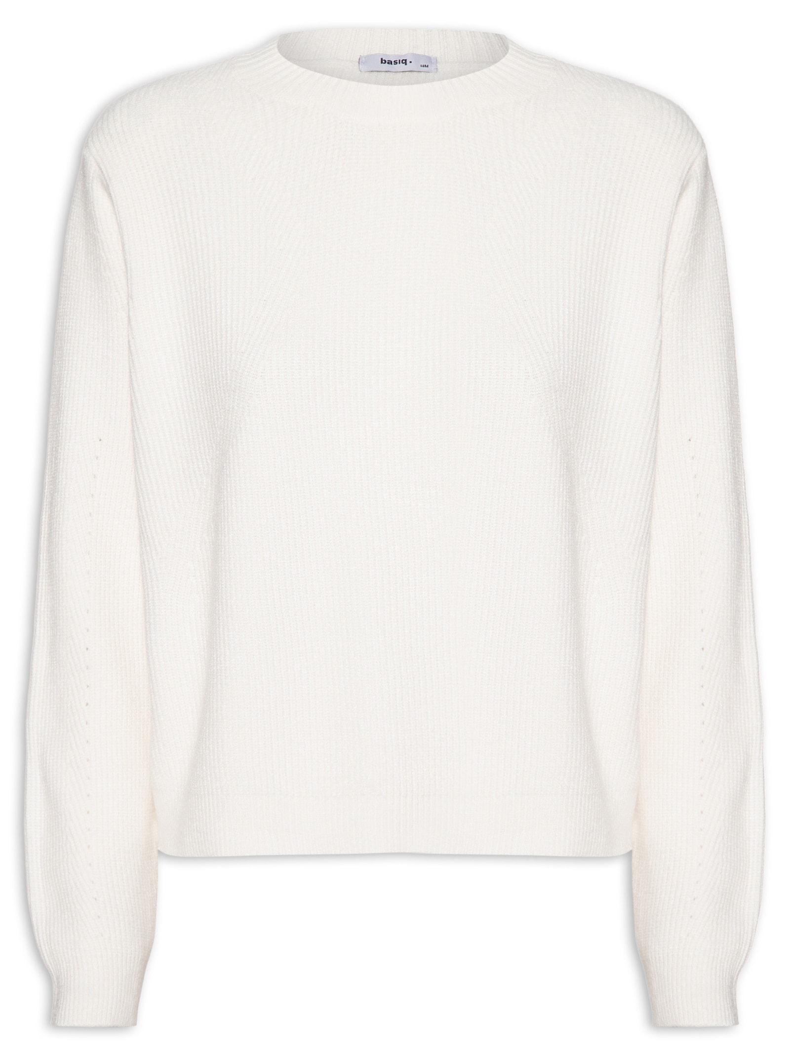 Suéter Feminino Tricot Oversized Gola Ribana   Off White Basiq