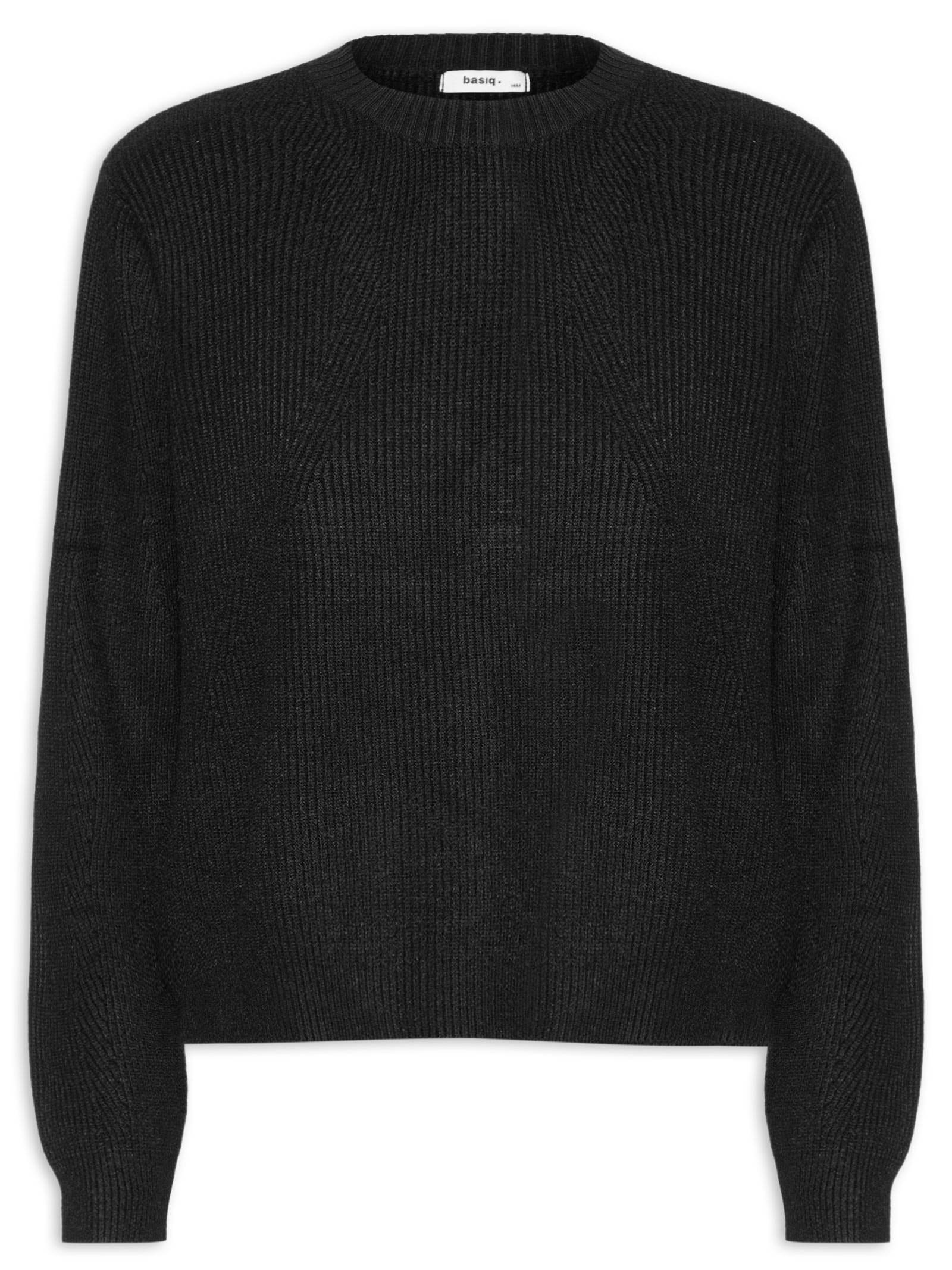 Suéter Feminino Tricot Oversized Gola Ribana Preto Basiq