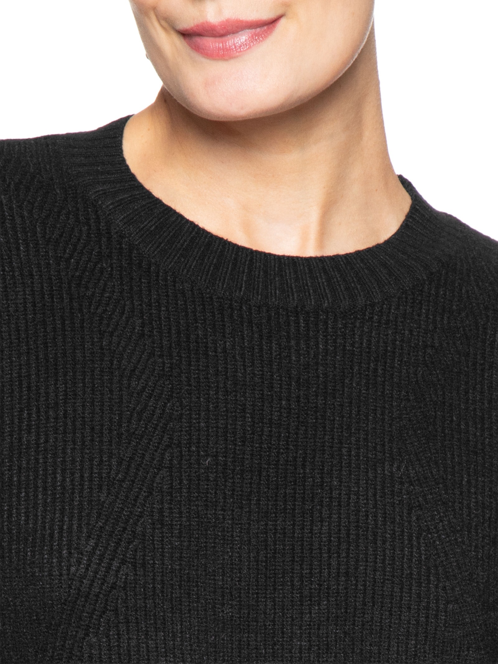 Suéter Feminino Tricot Oversized Gola Ribana Preto Basiq