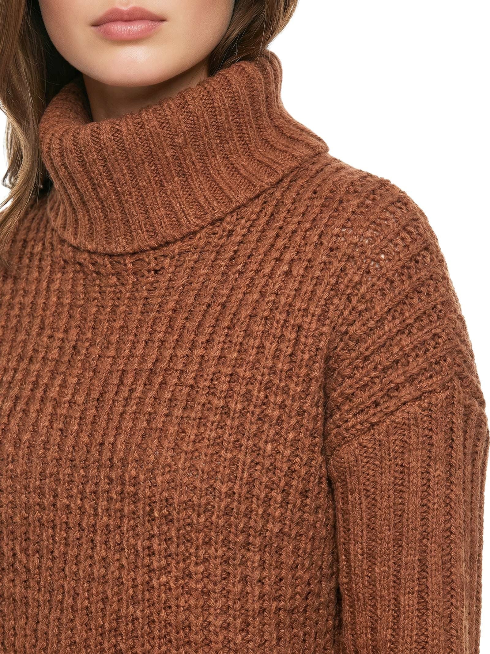 Suéter Feminino Tricot Oversized Marrom Cacay