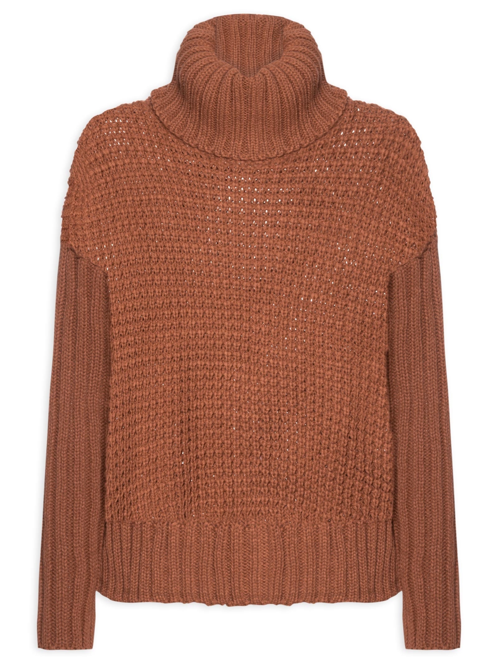 Suéter Feminino Tricot Oversized Marrom Cacay