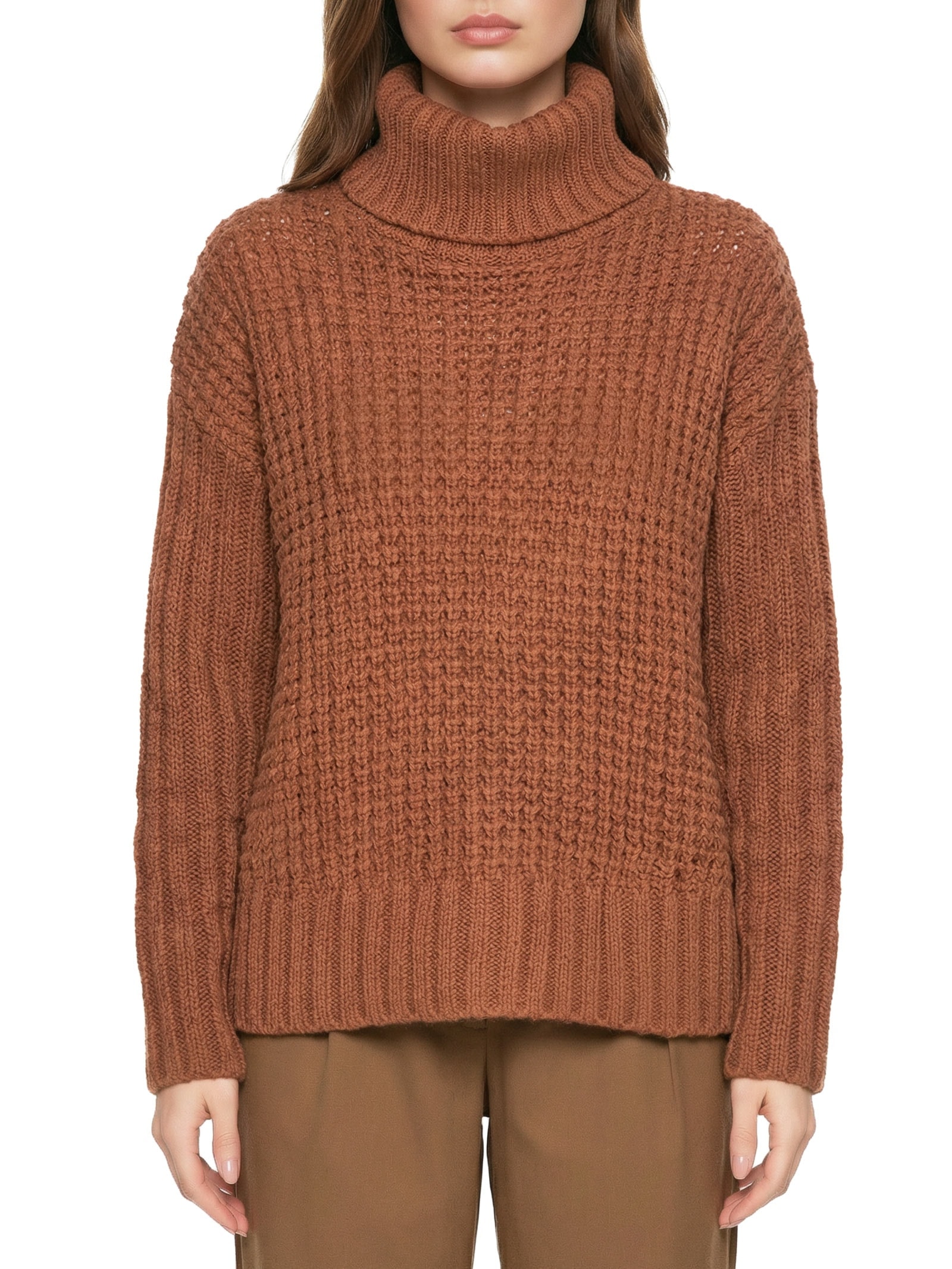 Suéter Feminino Tricot Oversized Marrom Cacay