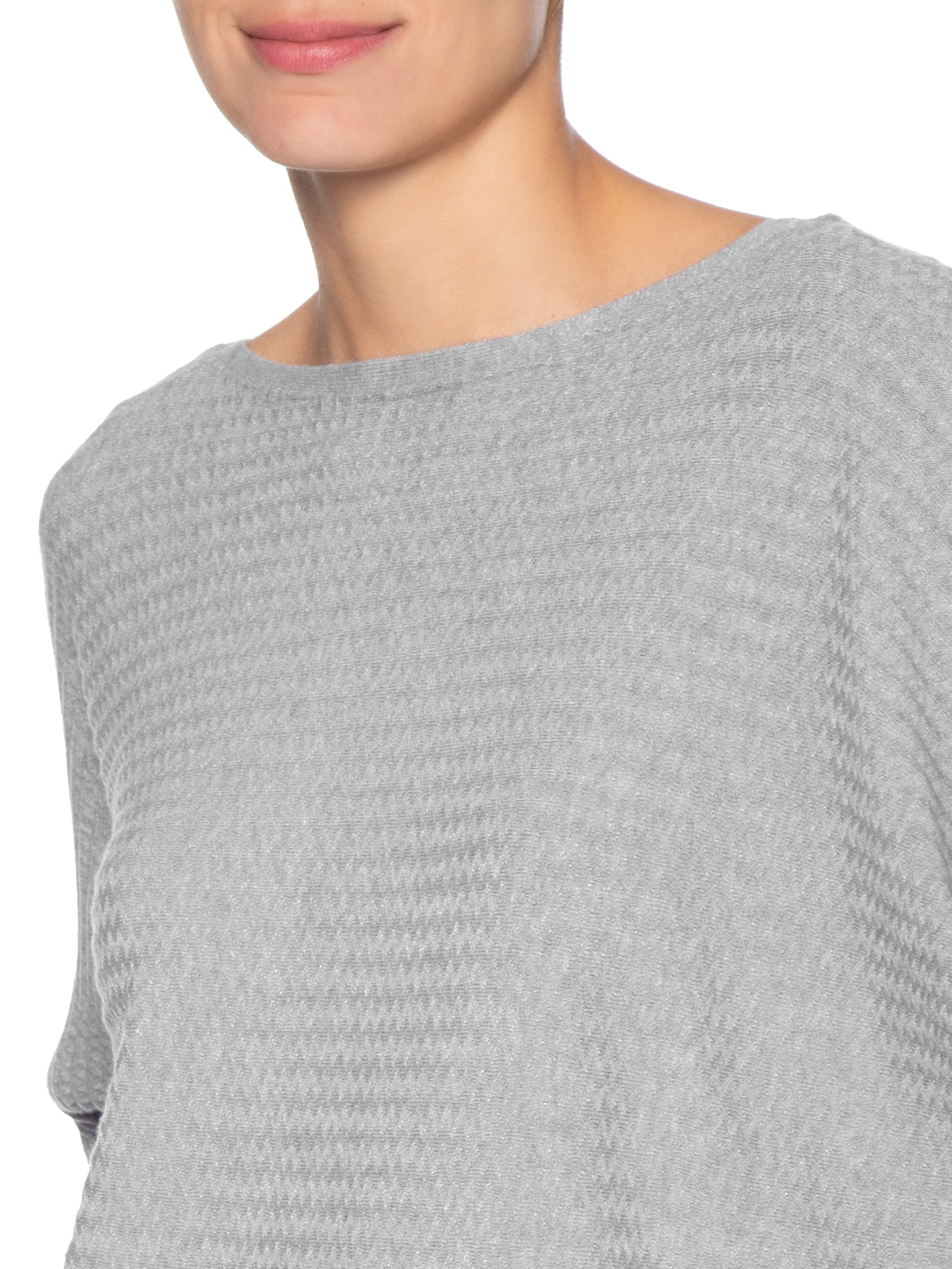 Suéter Feminino Tricot Oversized Texturizado Cinza Basiq
