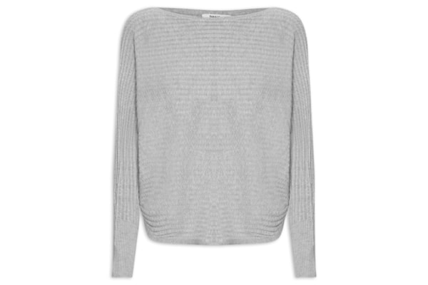 Suéter Feminino Tricot Oversized Texturizado - Cinza