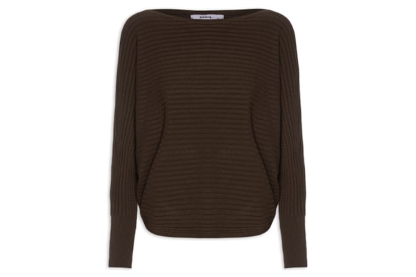 Suéter Feminino Tricot Oversized Texturizado - Marrom