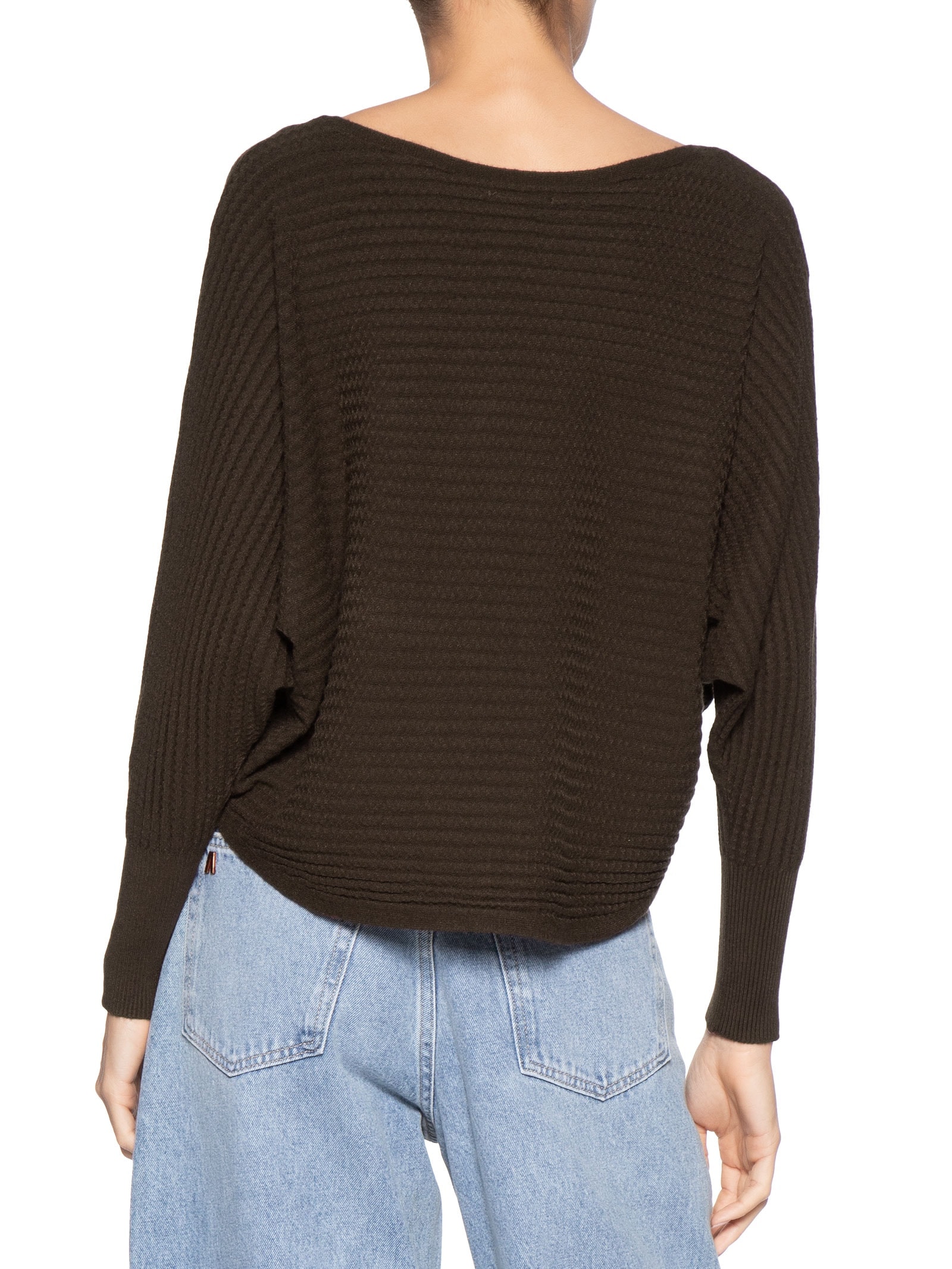 Suéter Feminino Tricot Oversized Texturizado Marrom Basiq