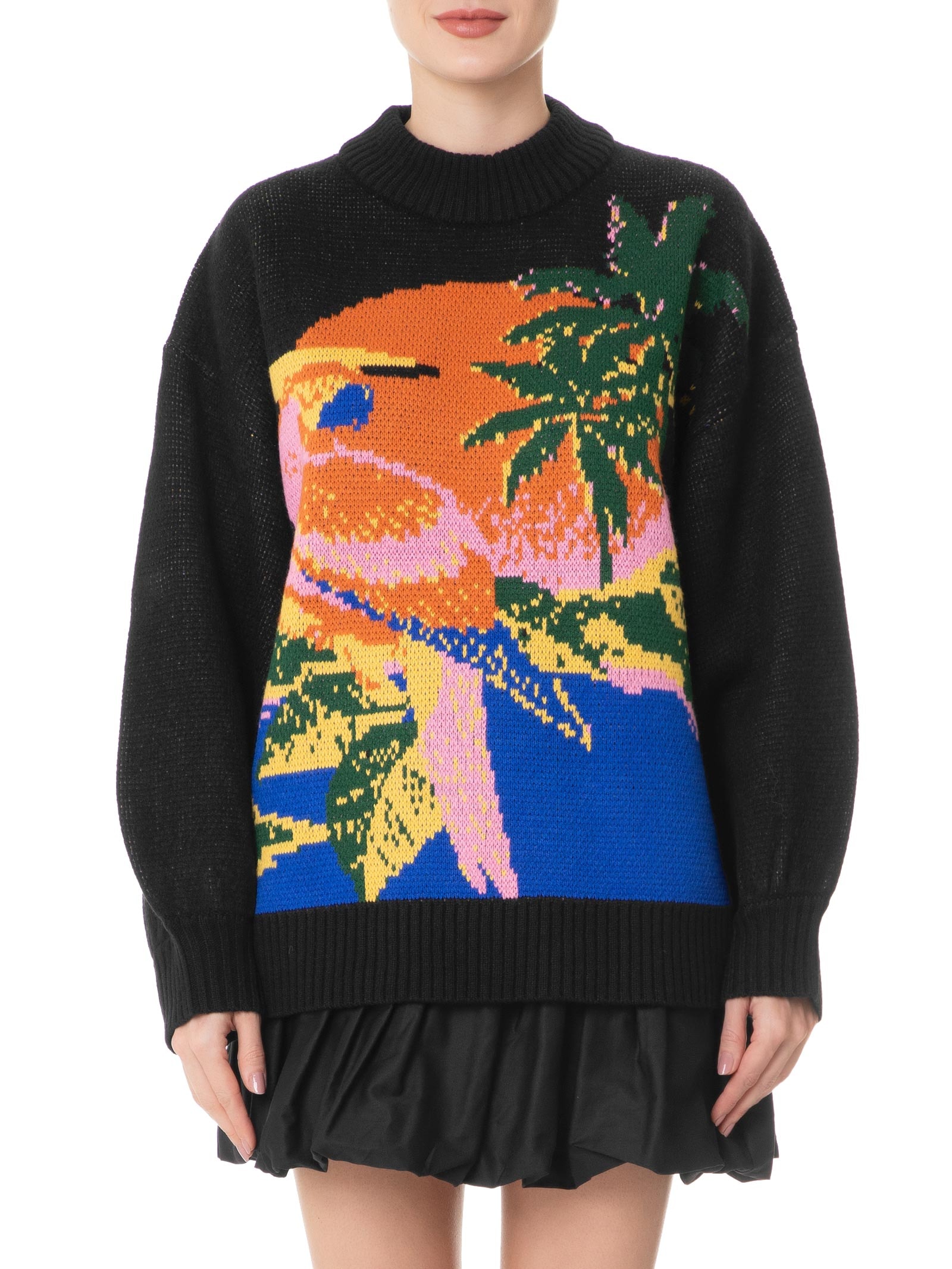 トップス Ameri VINTAGE/FUR COLOR BLOCK SWEAT Farm - Suéter Feminino Tricot Paisagem Latina - Preto