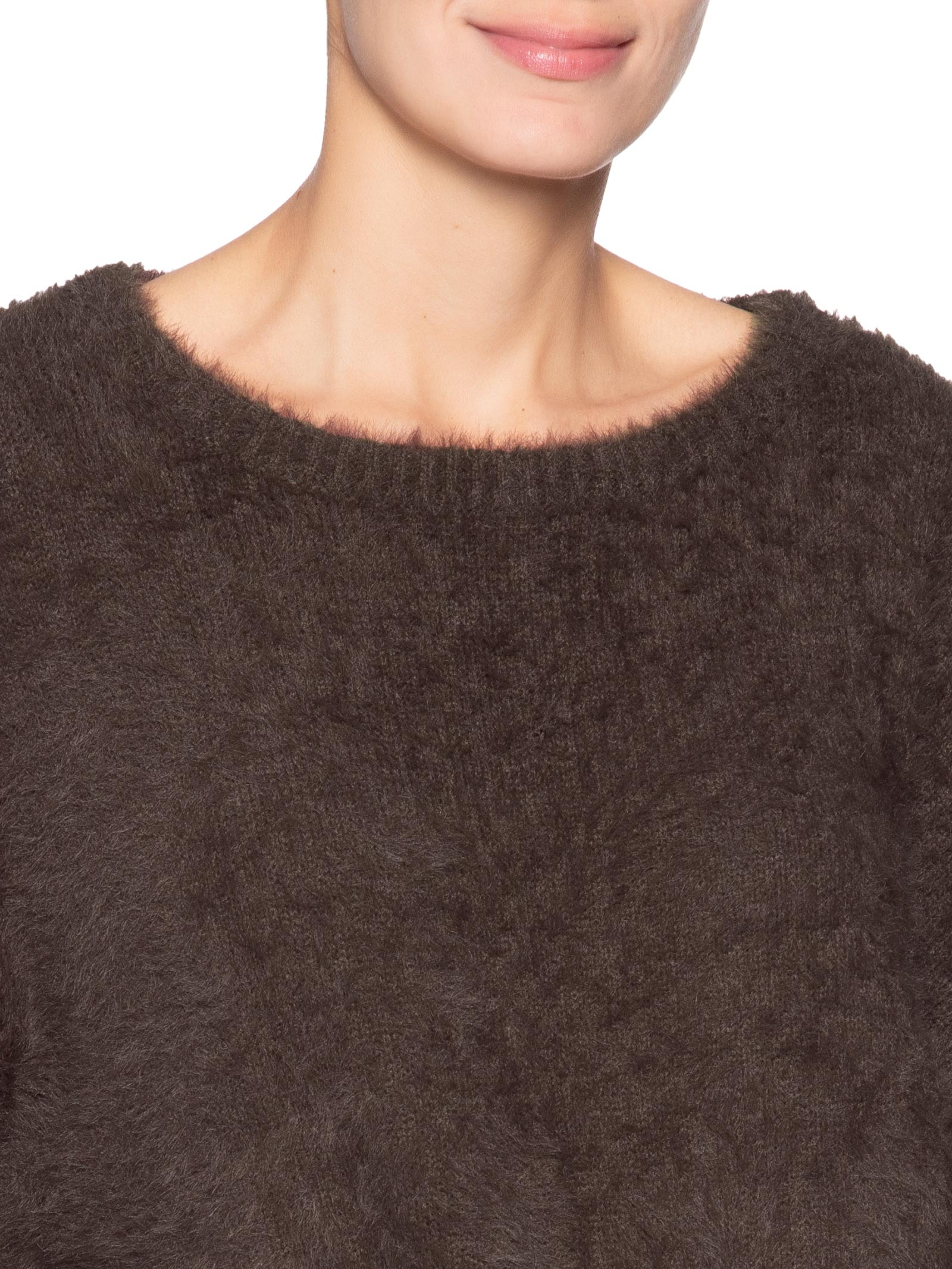 Suéter Feminino Tricot Pelinho Marrom Farm