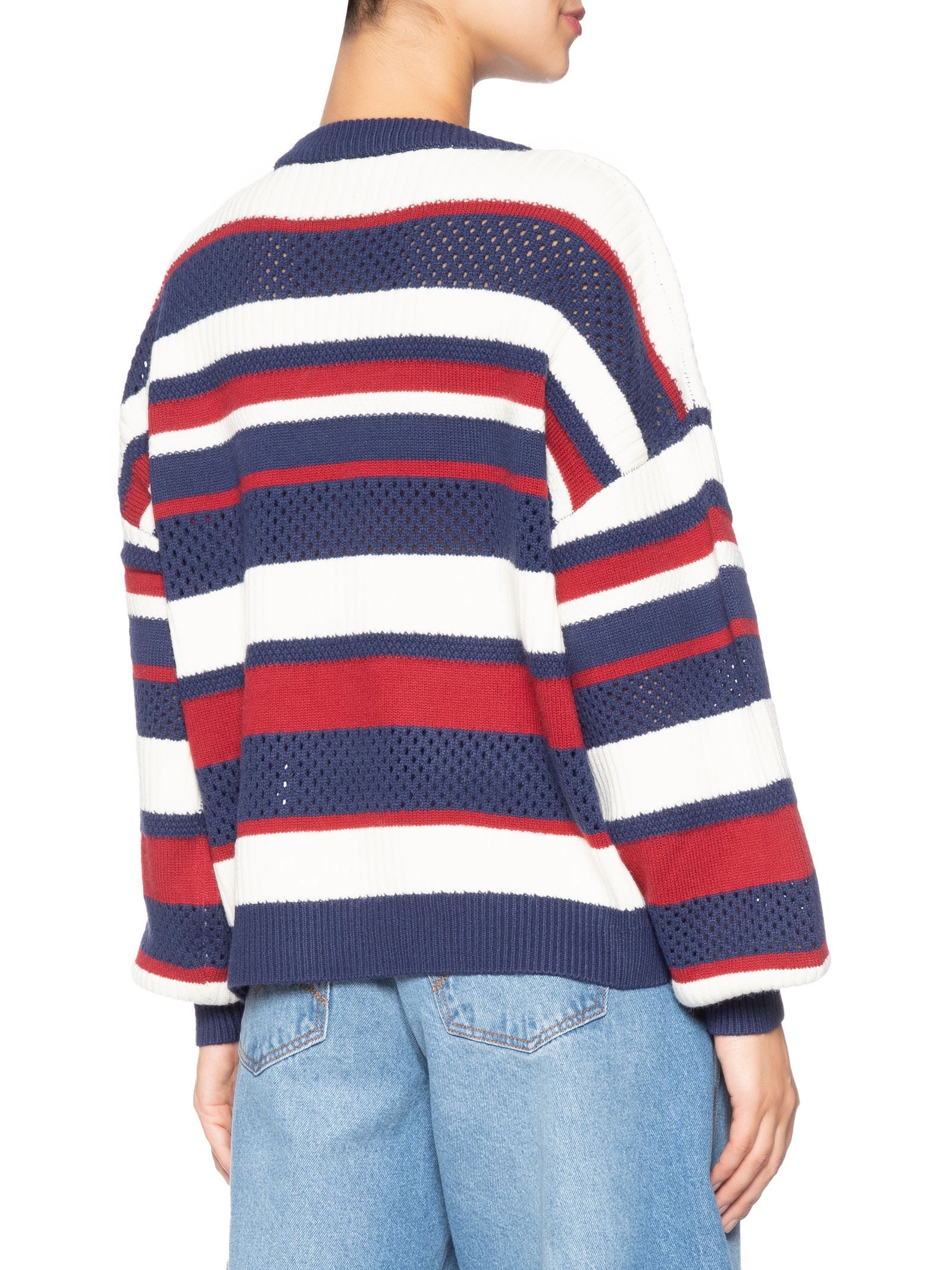 Suéter Feminino Tricot Textura Listra Magia Azul Farm