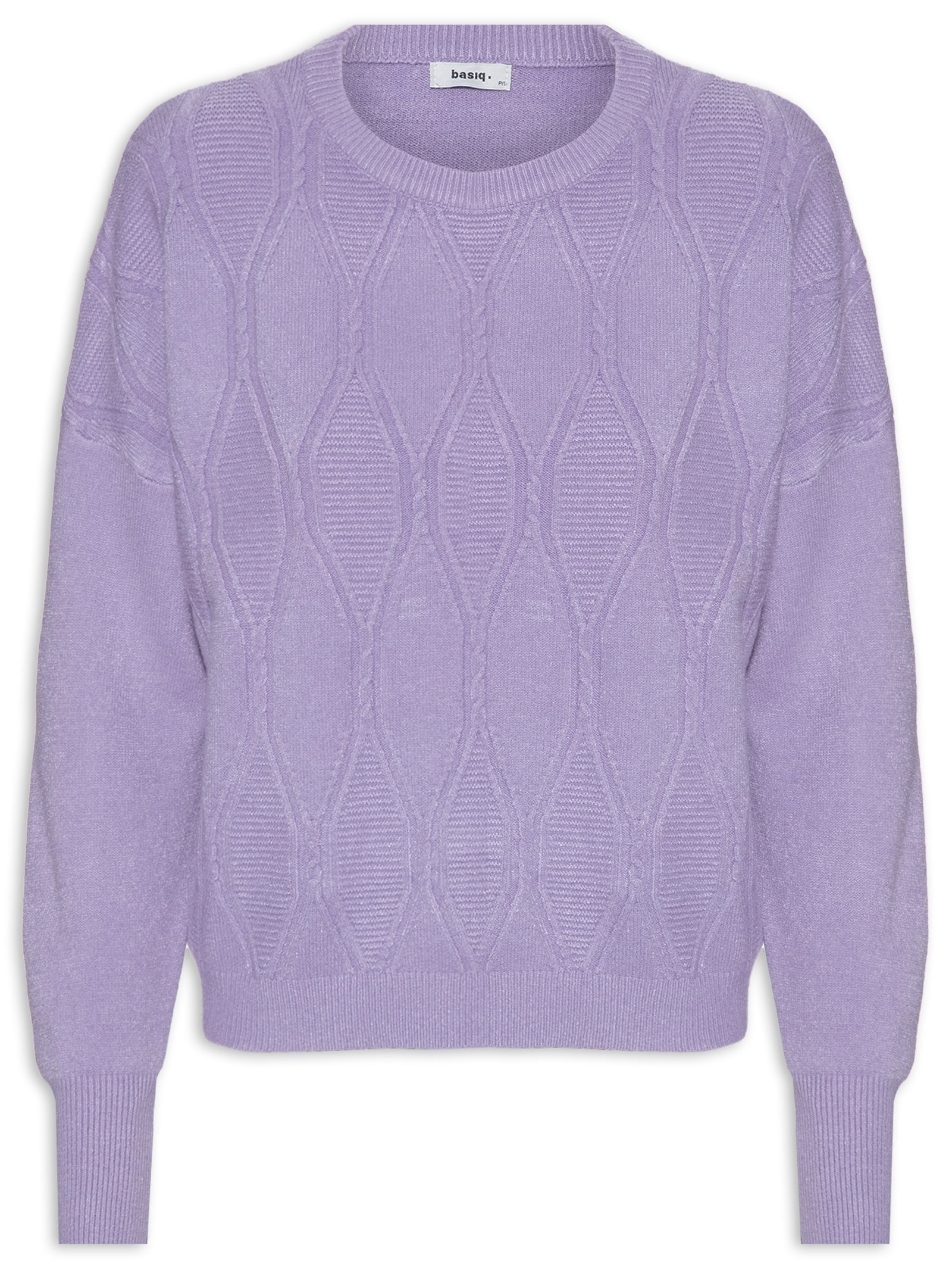 Basiq - Suéter Feminino Tricot Texturizado Cropped - Lilás