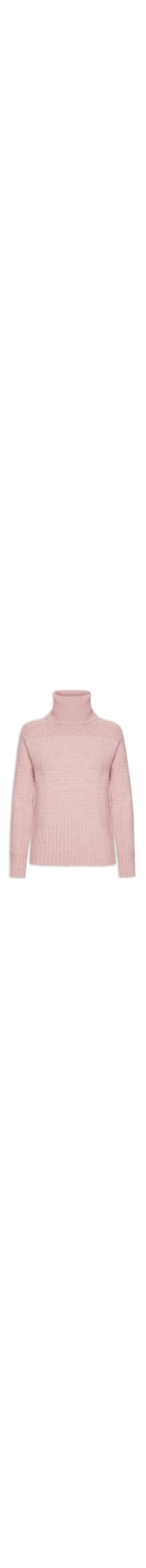 Suéter Feminino Tricot Texturizado Gola Alta - Rosa