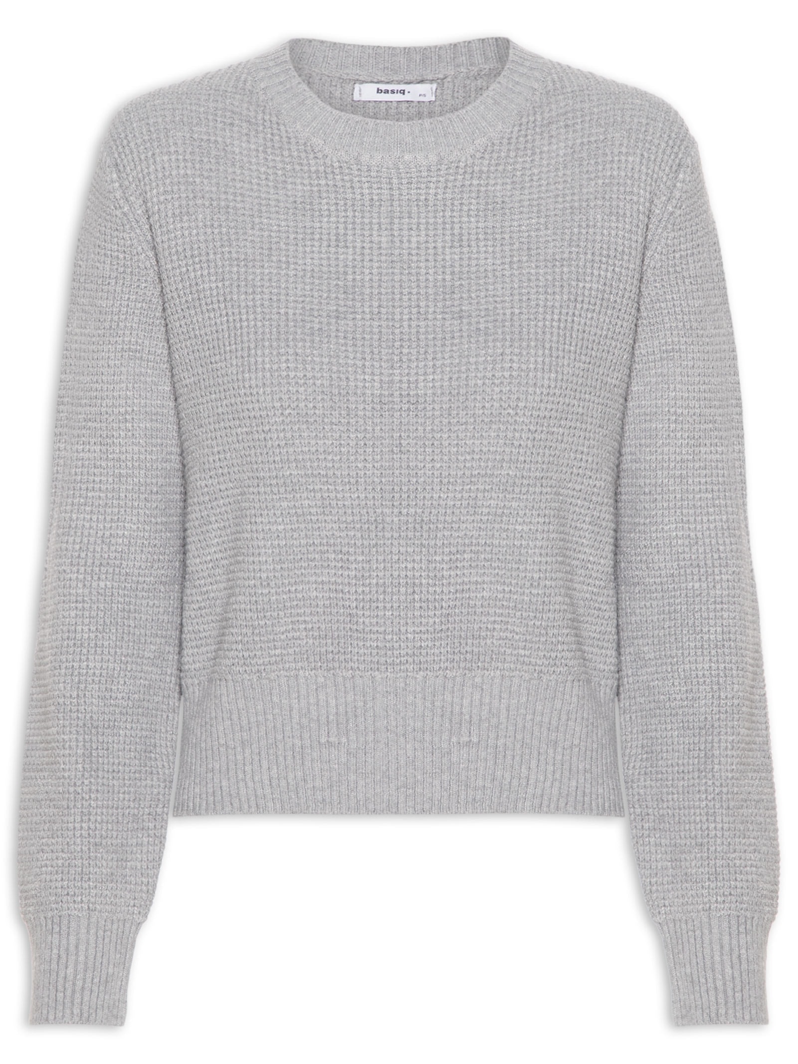 Suéter Feminino Tricot Texturizado Oversized Cinza Basiq