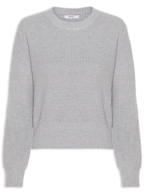 Suéter Feminino Tricot Texturizado Oversized - Cinza