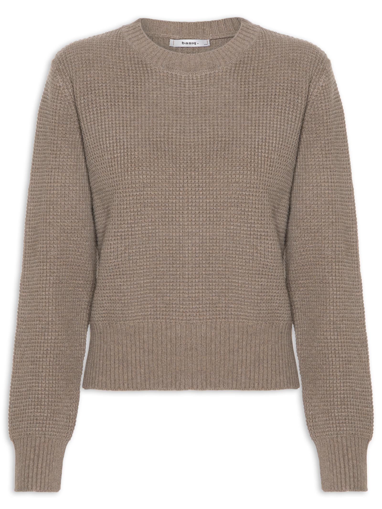 Suéter Feminino Tricot Texturizado Oversized Marrom Basiq