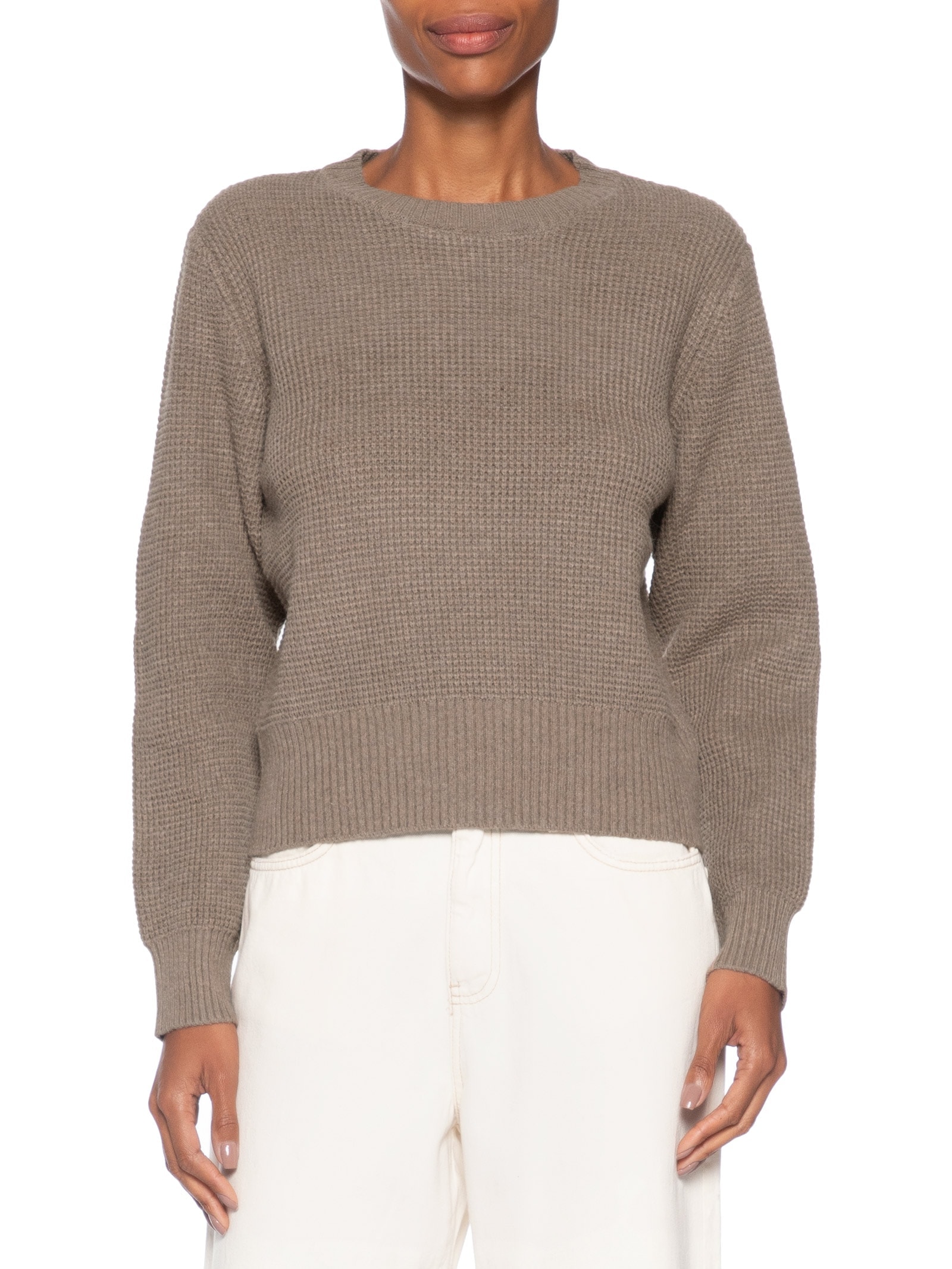 Suéter Feminino Tricot Texturizado Oversized Marrom Basiq