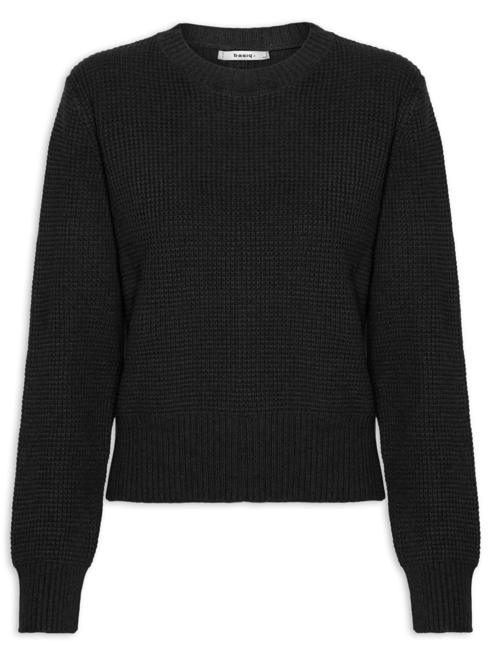 Suéter Feminino Tricot Texturizado Oversized Preto Basiq