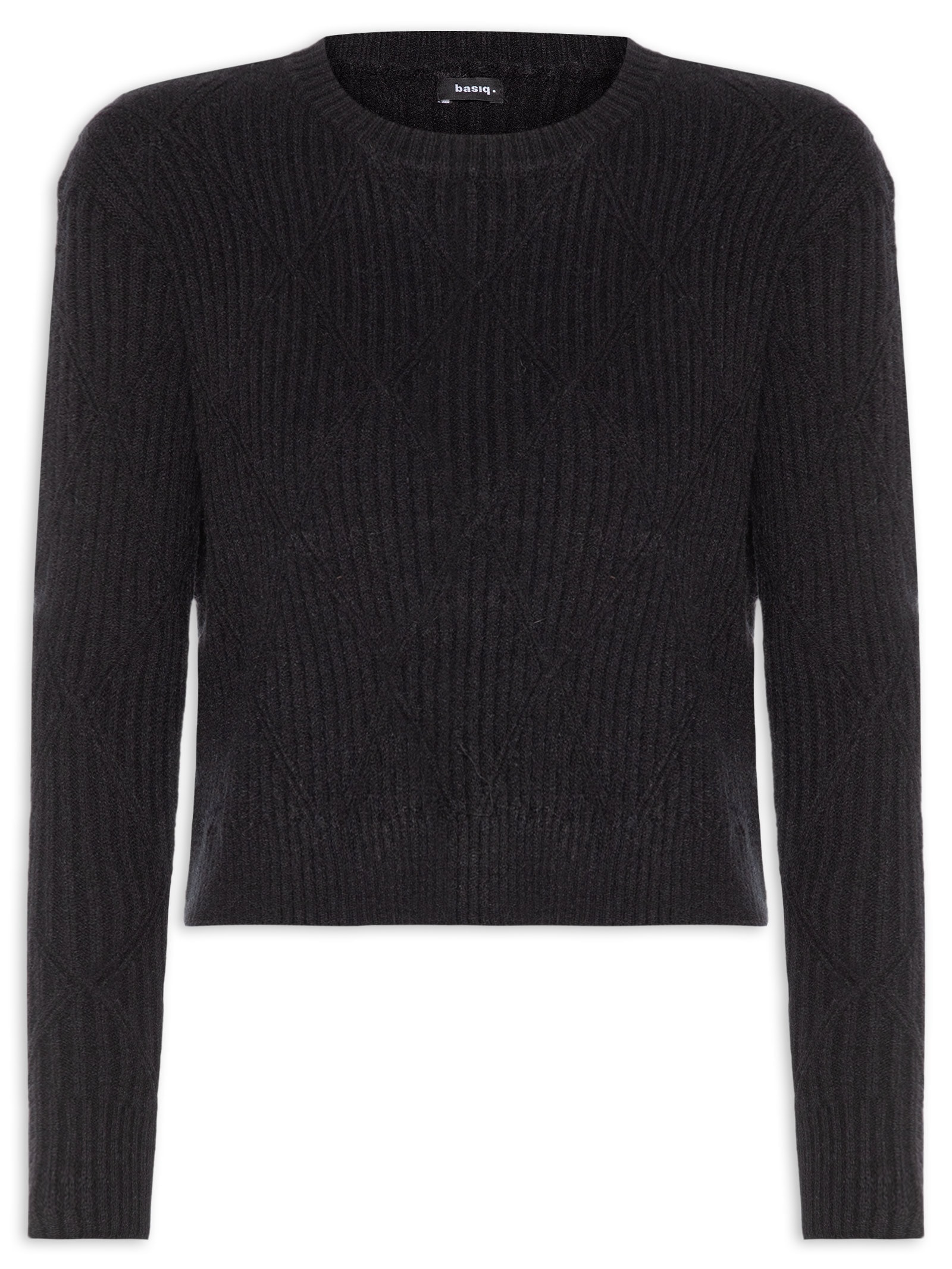 Suéter Feminino Tricot Texturizado  – Preto Basiq