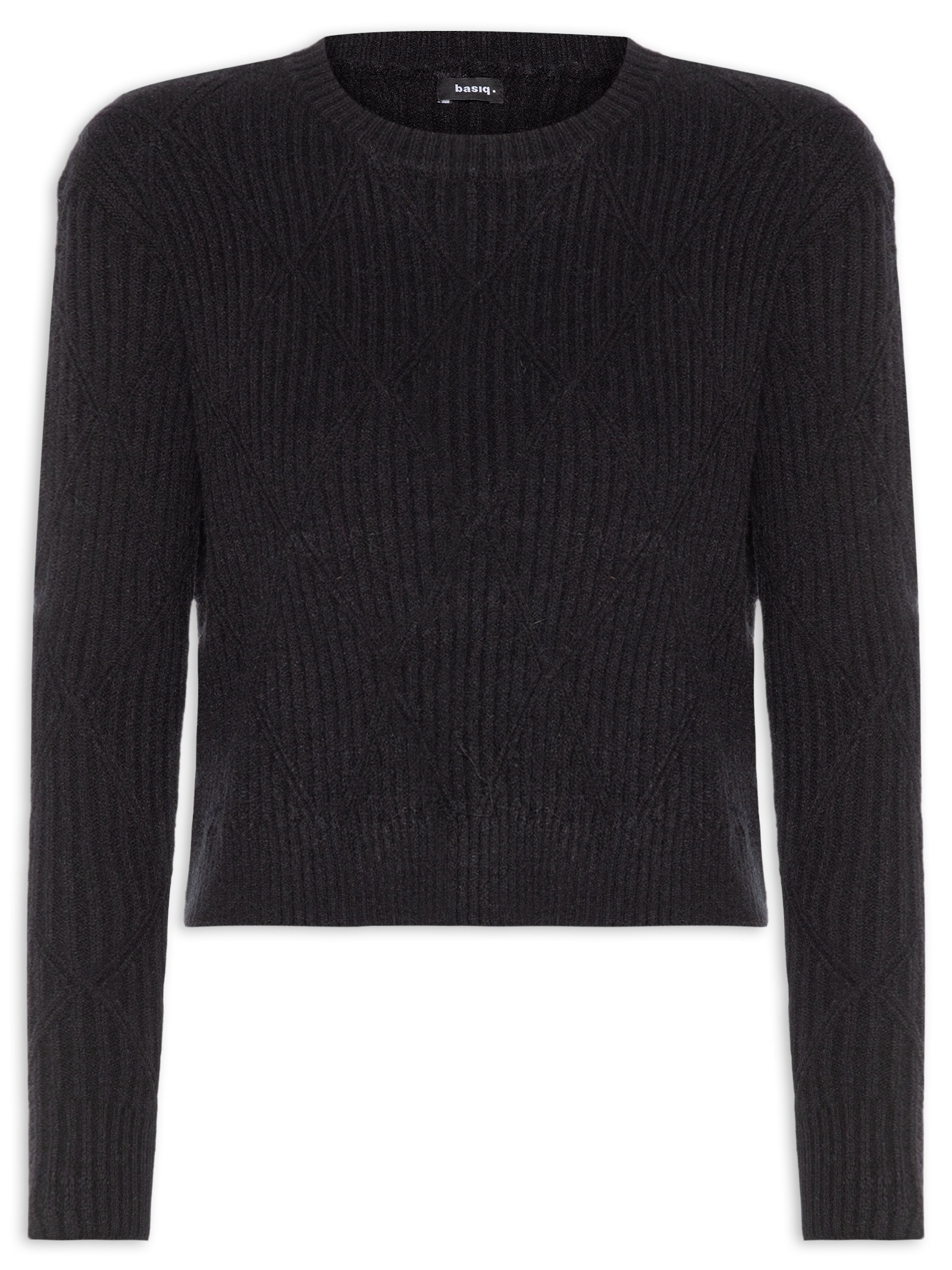 Suéter Feminino Tricot Texturizado  – Preto Basiq