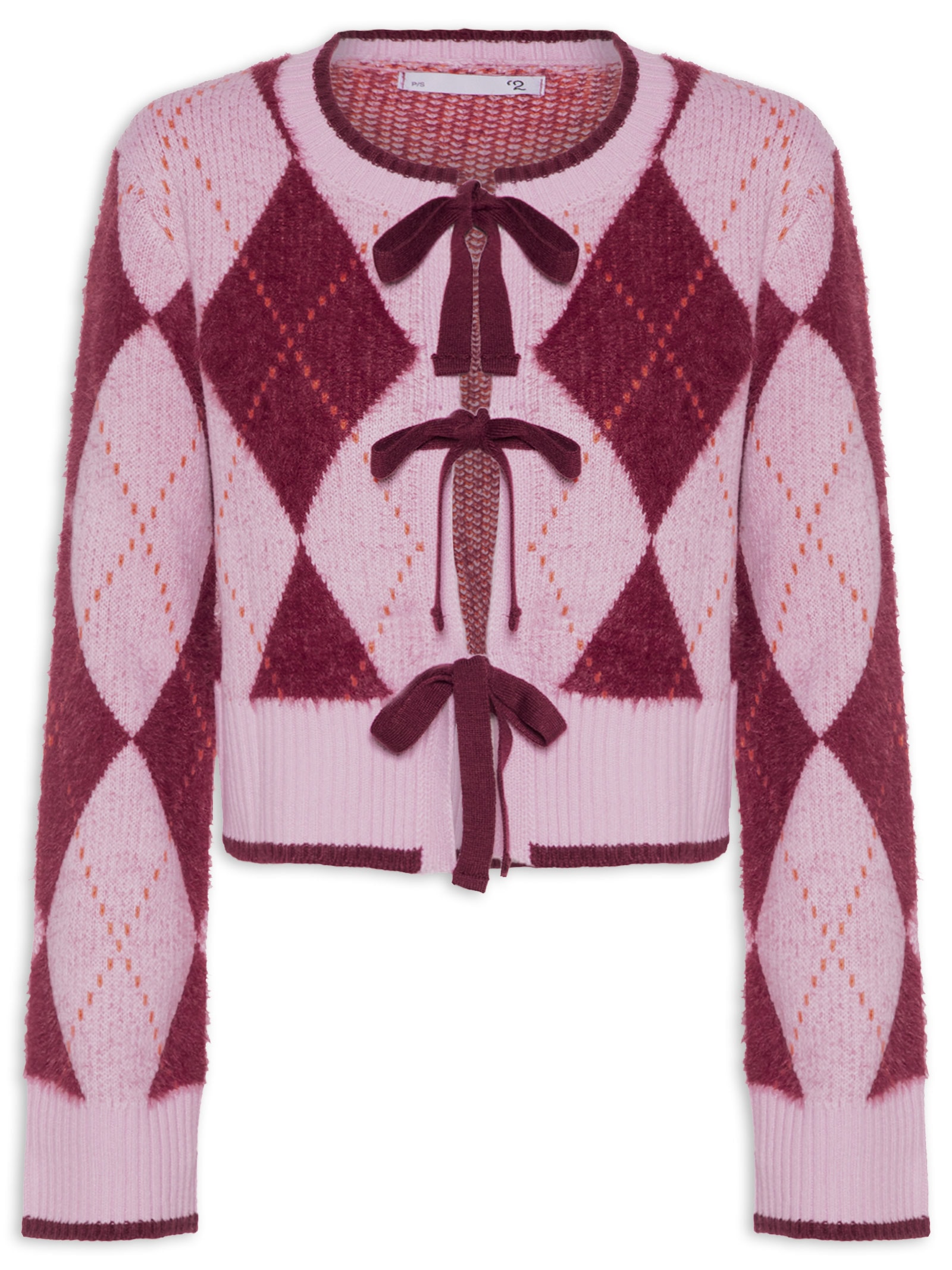 Suéter Feminino Xadrez Em Tricot Rosa '2Essential