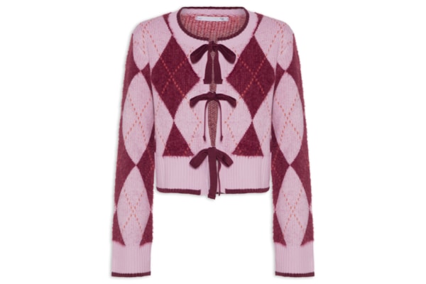 Suéter Feminino Xadrez Em Tricot - Rosa