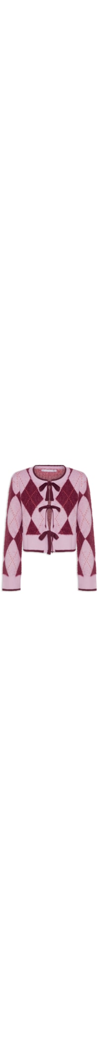 Suéter Feminino Xadrez Em Tricot - Rosa