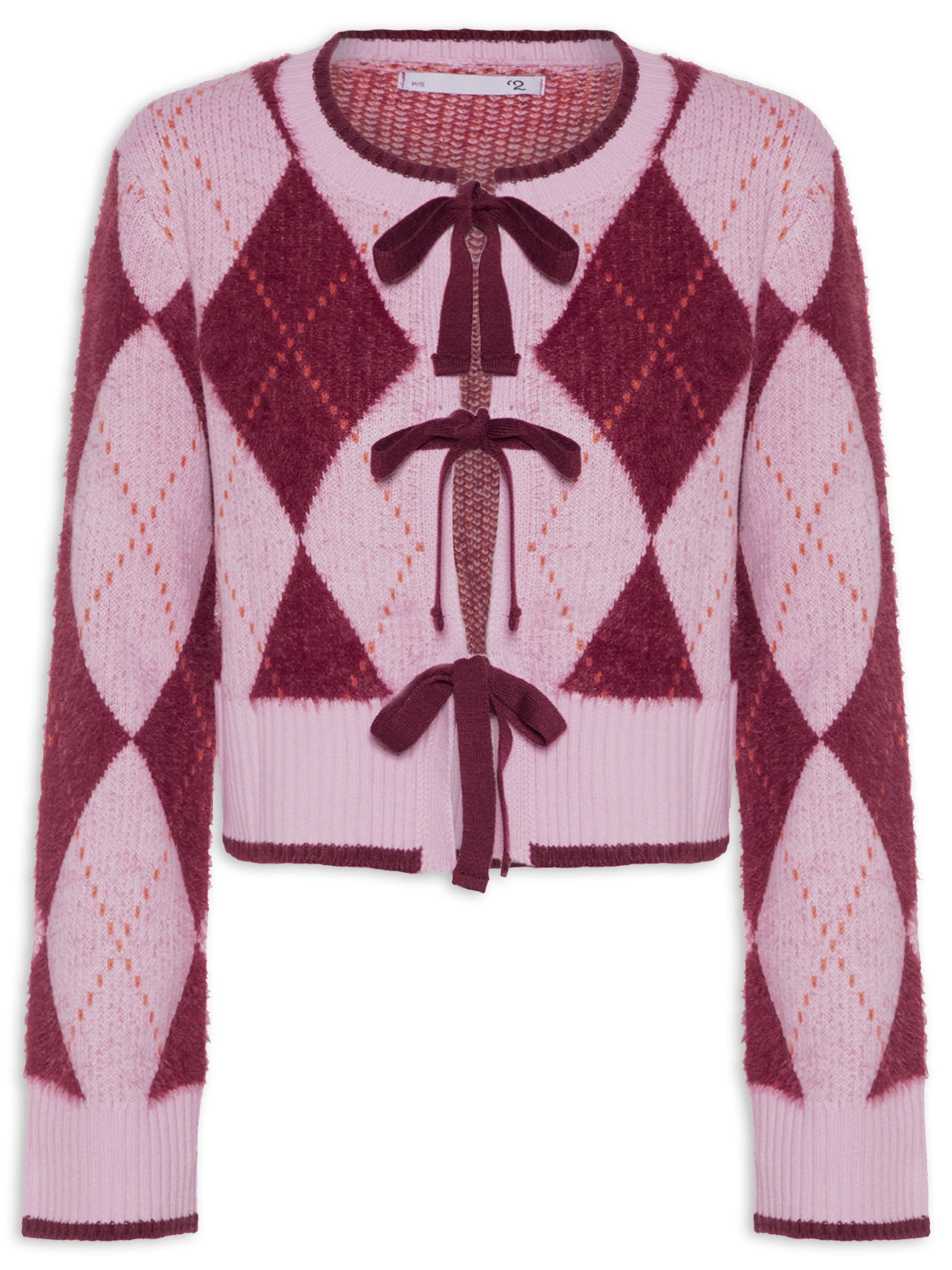 Suéter Feminino Xadrez Em Tricot Rosa '2Essential