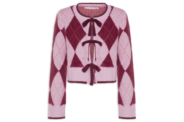 Suéter Feminino Xadrez Em Tricot - Rosa