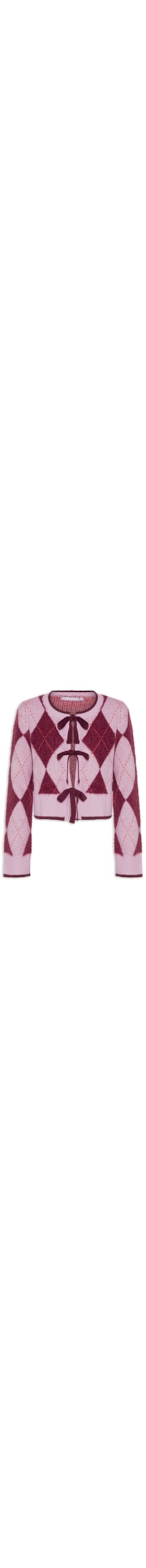 Suéter Feminino Xadrez Em Tricot - Rosa