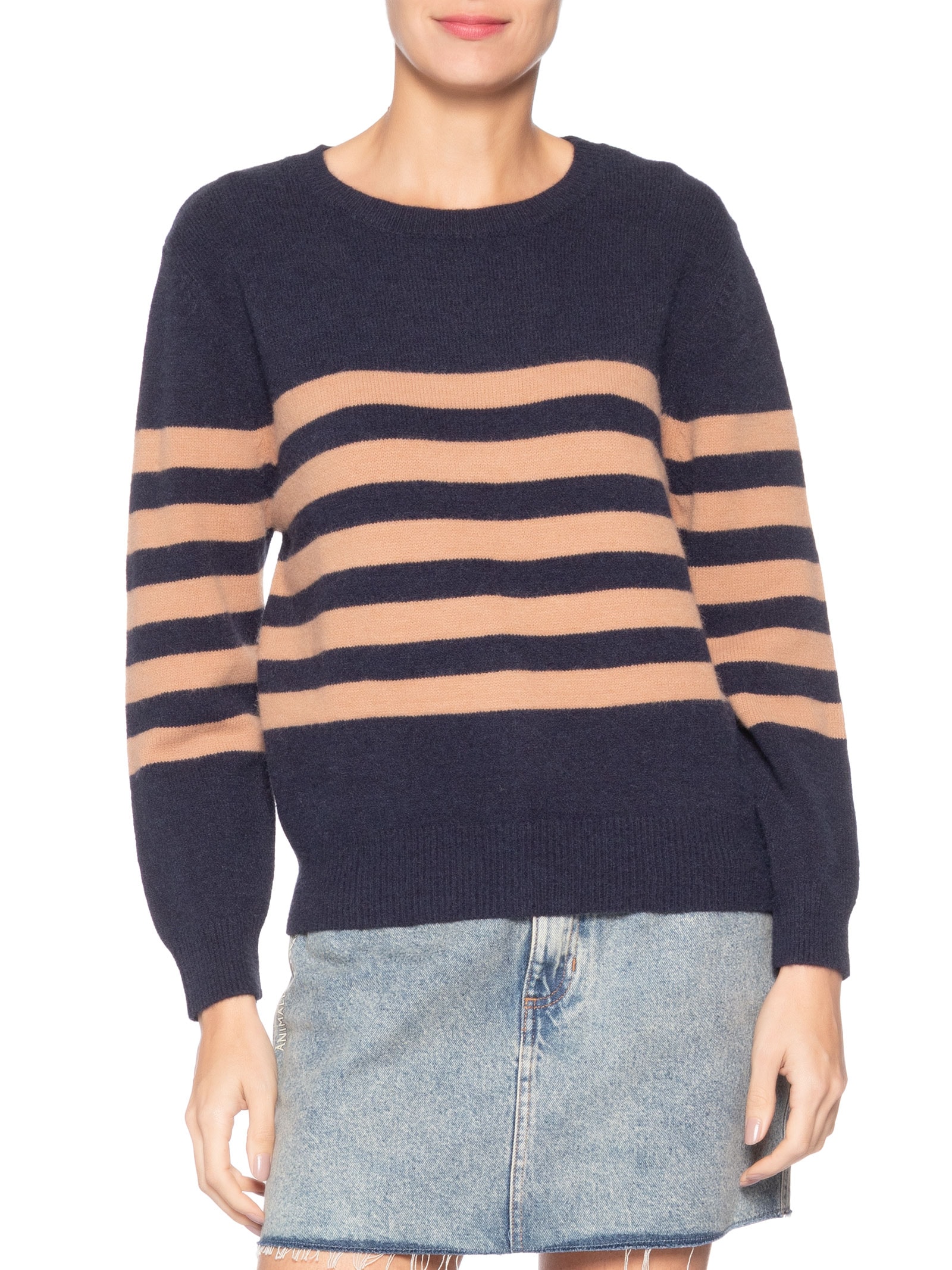 Suéter Listrado Feminino Azul Market 33