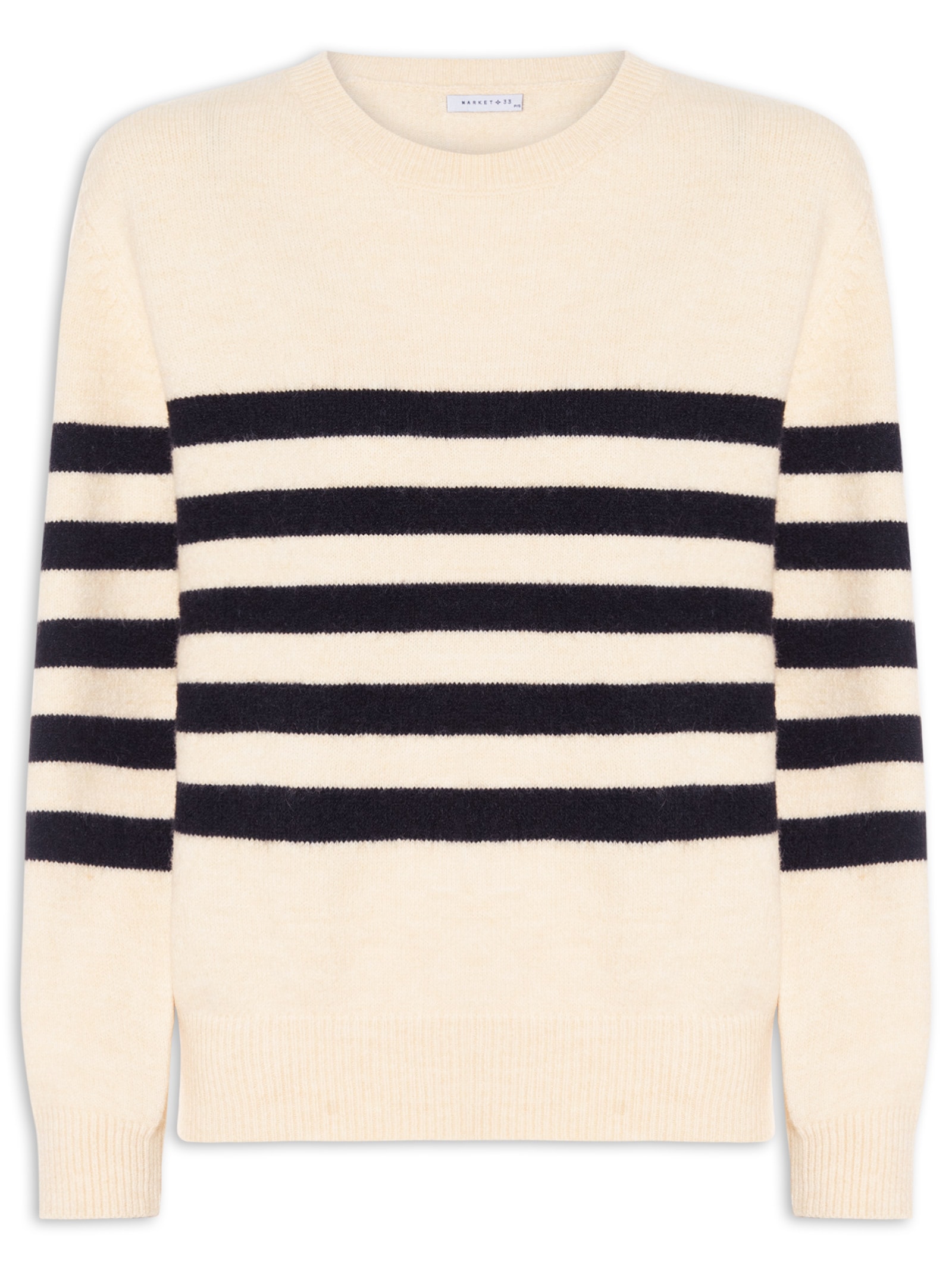 Suéter Listrado Feminino Bege Market 33