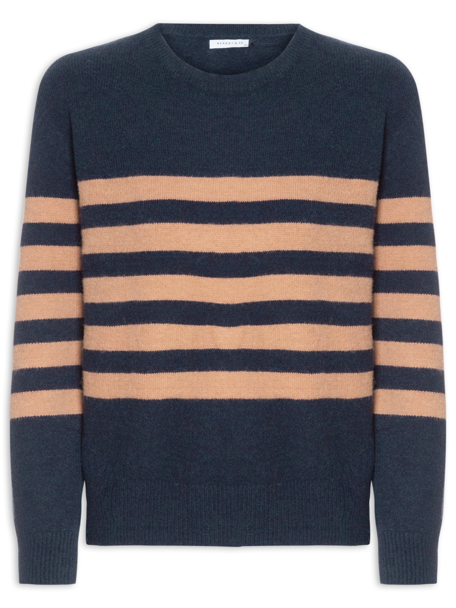 Suéter Listrado Feminino Em Tricot  Azul Market 33