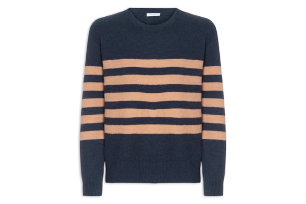 Suéter Listrado Feminino Em Tricot  - Azul