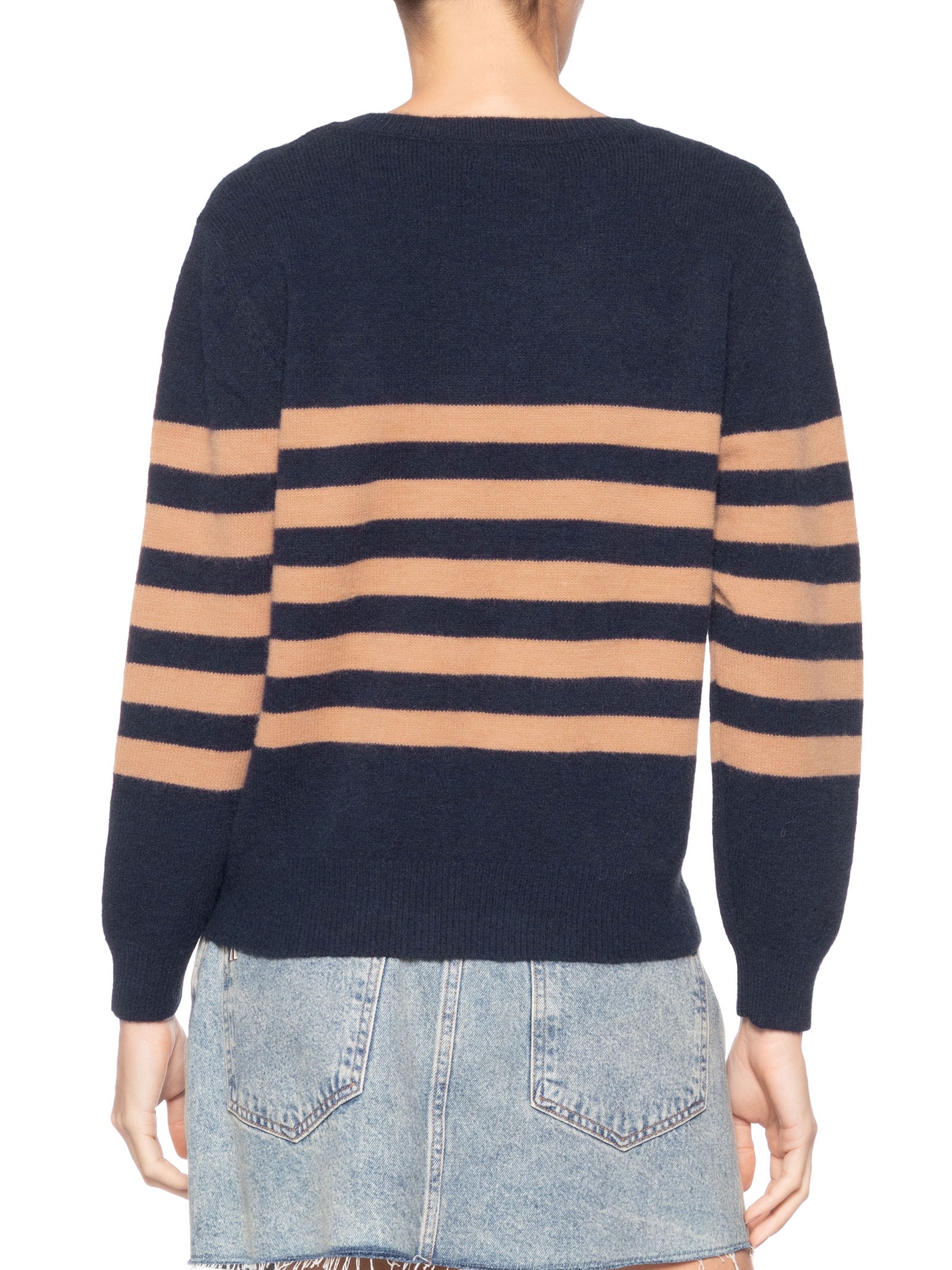 Suéter Listrado Feminino Em Tricot  Azul Market 33