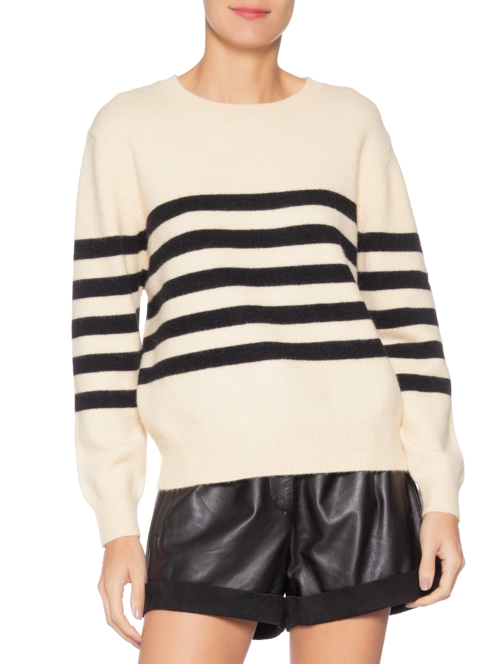 Suéter Listrado Feminino Em Tricot  Bege Market 33