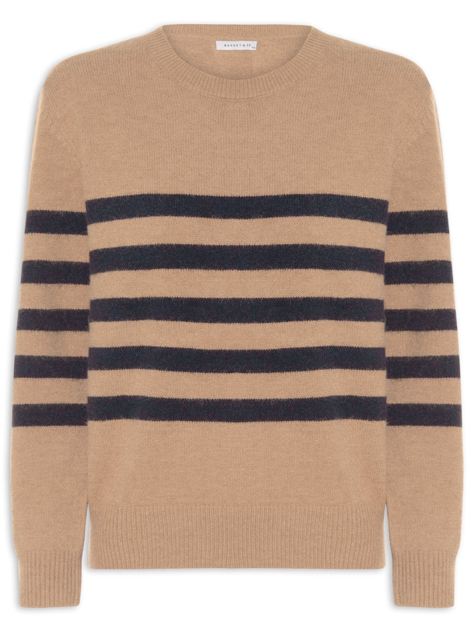 Suéter Listrado Feminino Em Tricot  Marrom Market 33