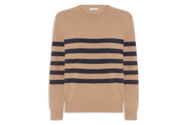 Suéter Listrado Feminino Em Tricot  - Marrom