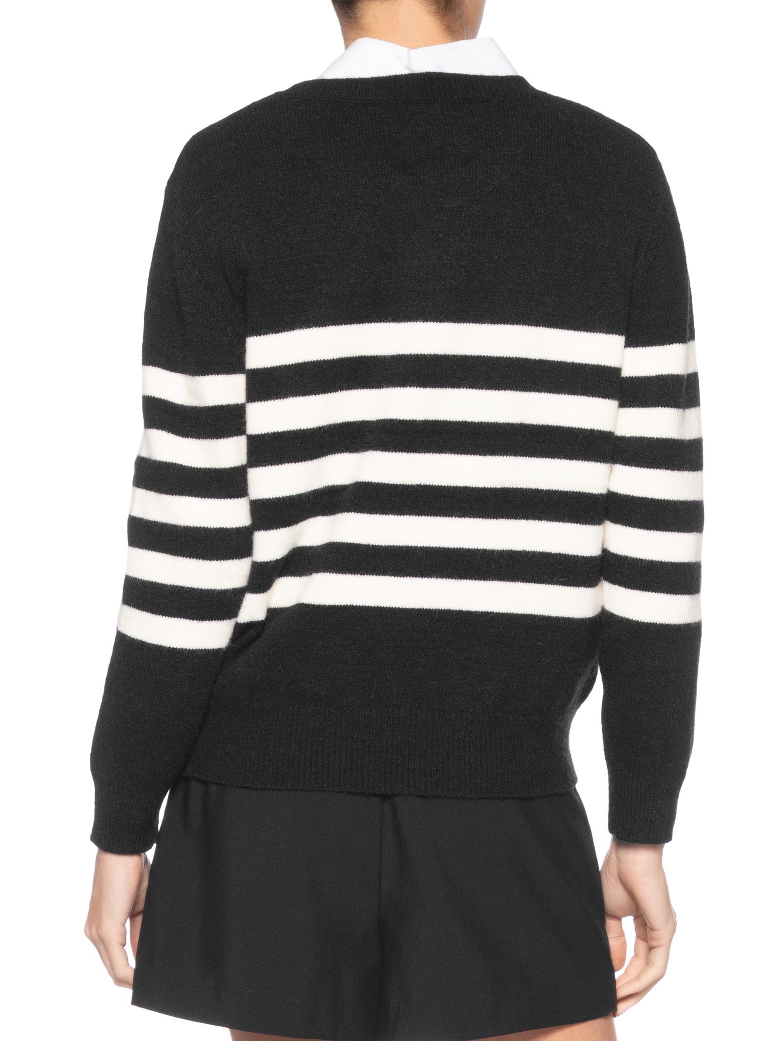 Suéter Listrado Feminino Em Tricot  Preto Market 33