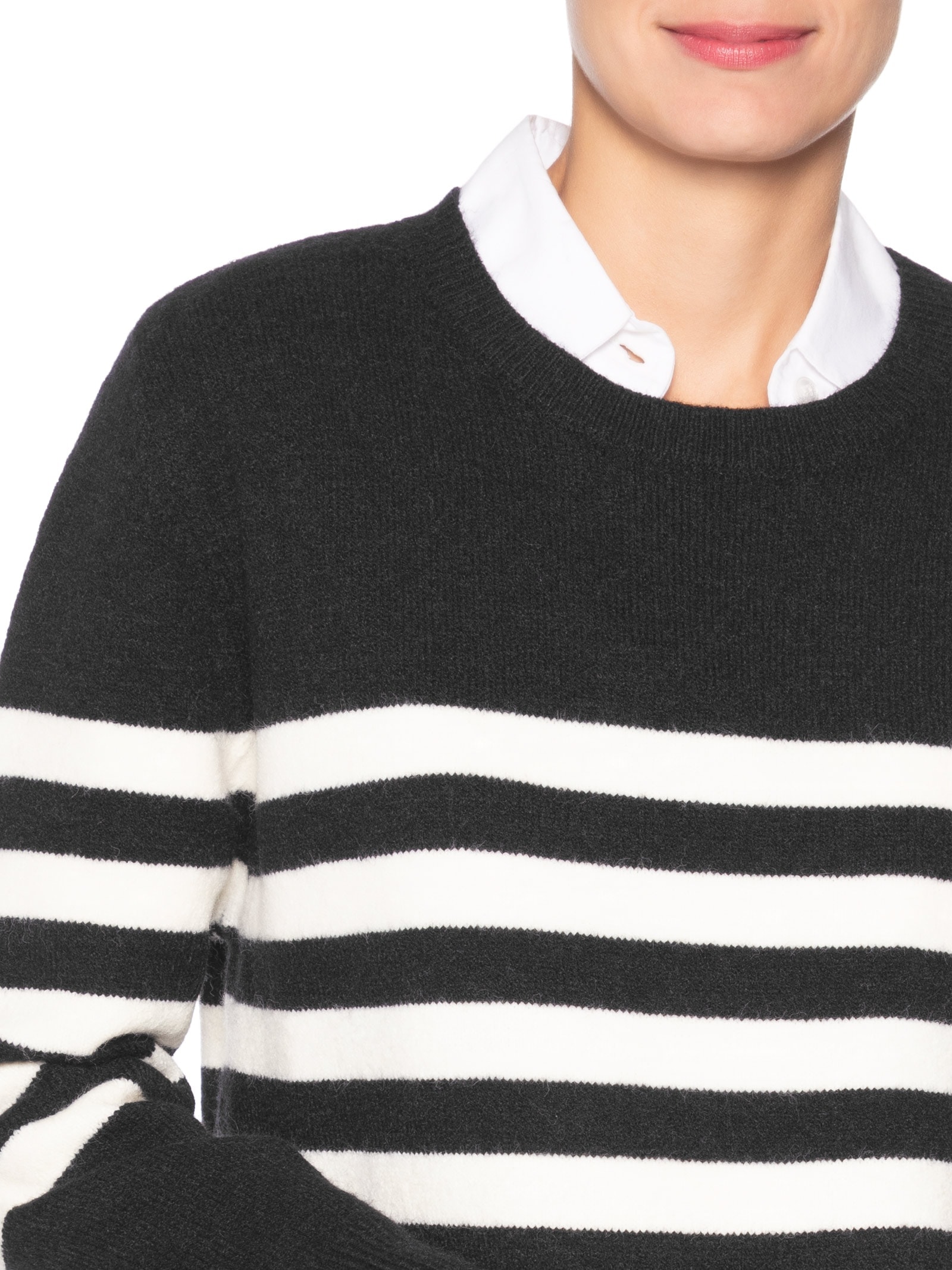 Suéter Listrado Feminino Preto Market 33