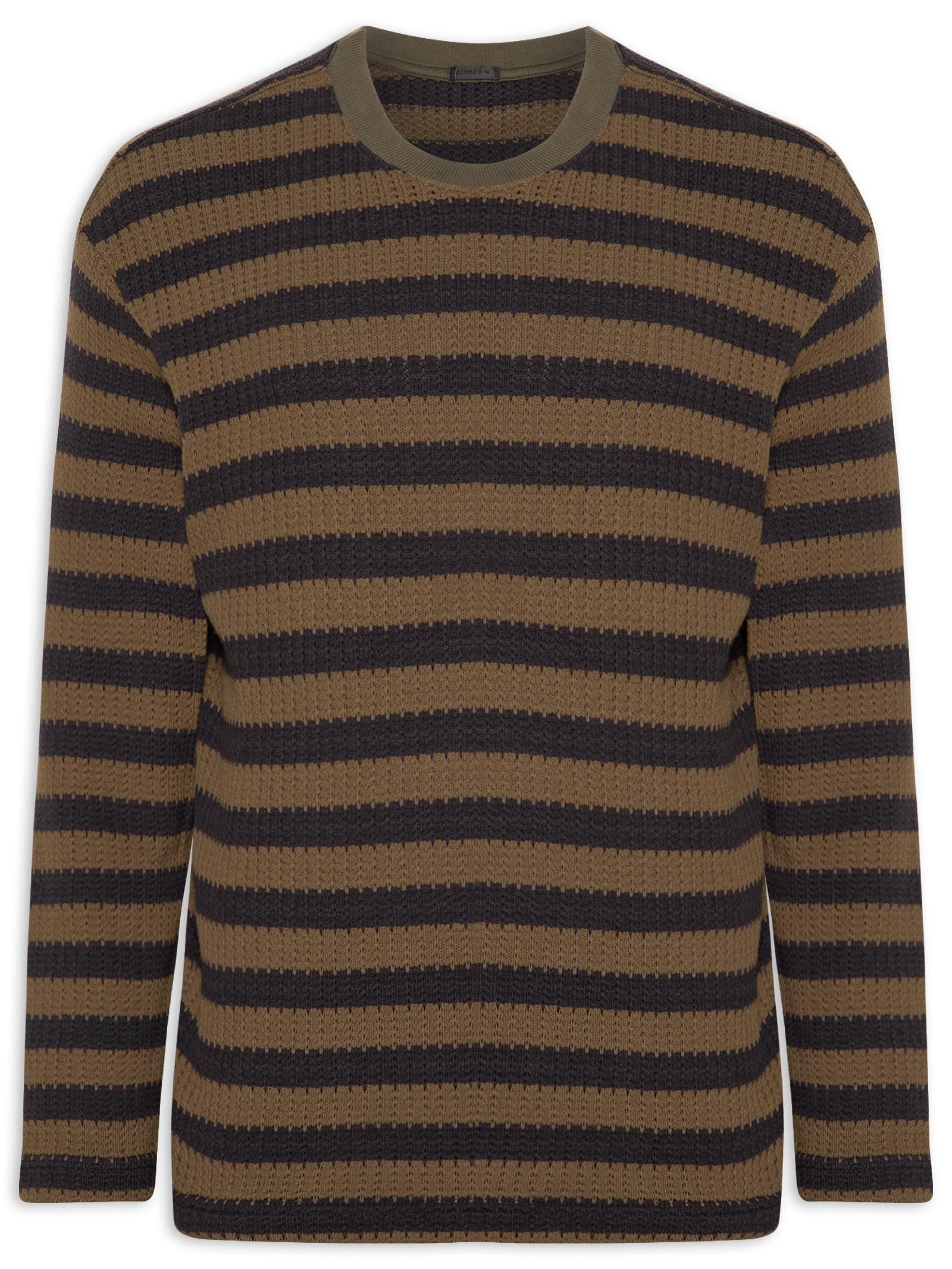 Suéter Manga Longa Masculino Rustic Therad Stripe Marrom Osklen