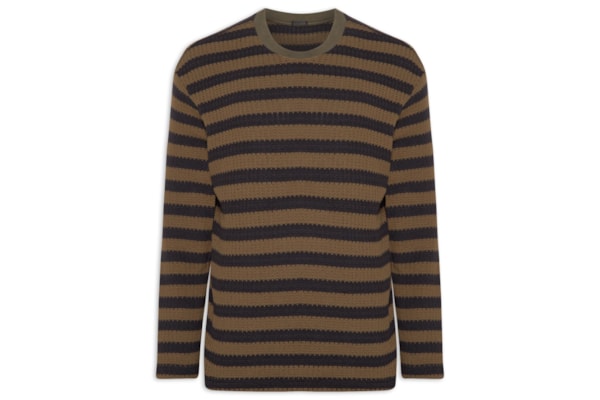 Suéter Manga Longa Masculino Rustic Therad Stripe - Marrom