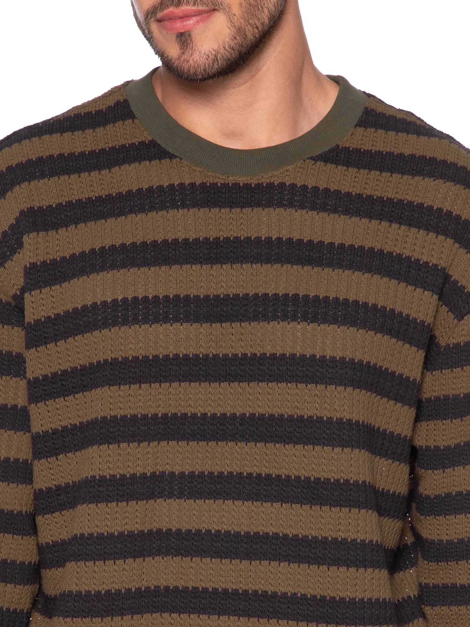 Suéter Manga Longa Masculino Rustic Therad Stripe – Marrom Osklen