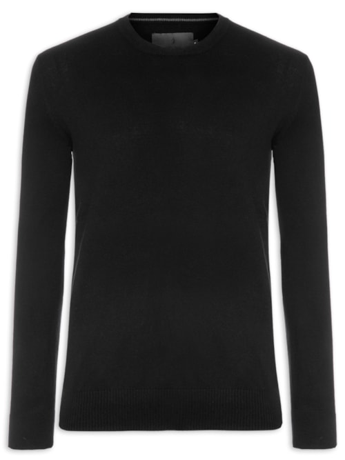 Suéter Masculino Algodão Cashmere Gola Com Manga Longa – Preto