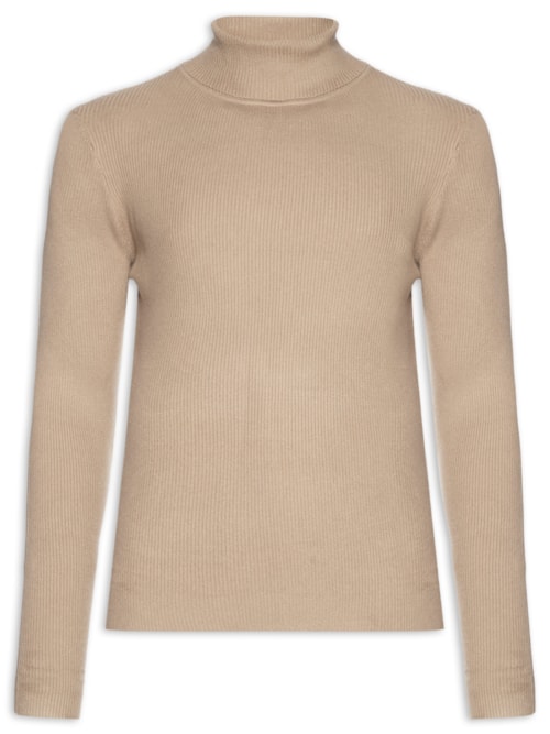 Suéter Masculino Básico Gola Alta – Bege